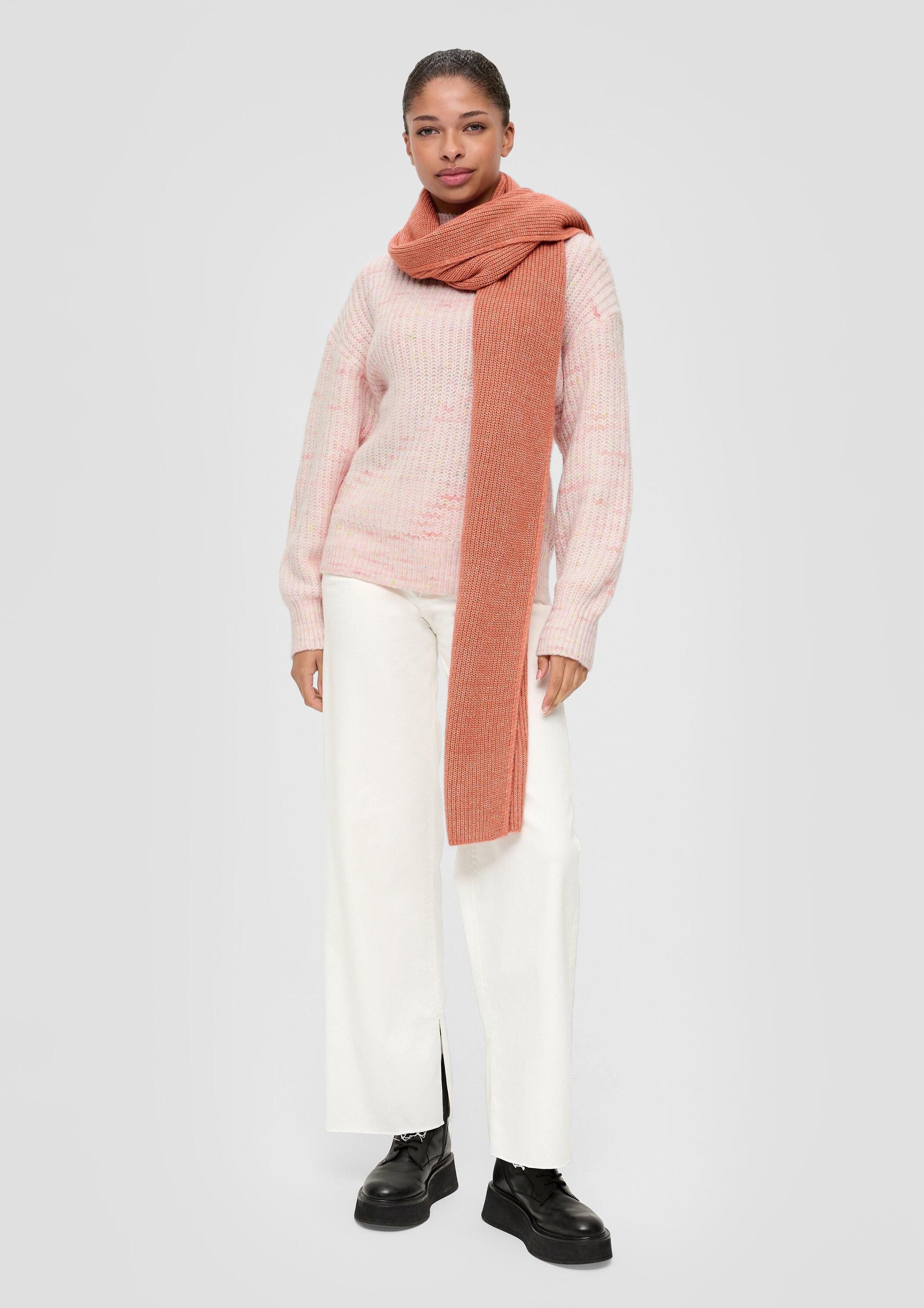 QS Longpullover Strickpullover Pullover in melierter Optik