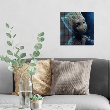 DEQORI Glasbild 'Niedlicher Baby Groot', 'Niedlicher Baby Groot', Glas Wandbild Bild schwebend modern