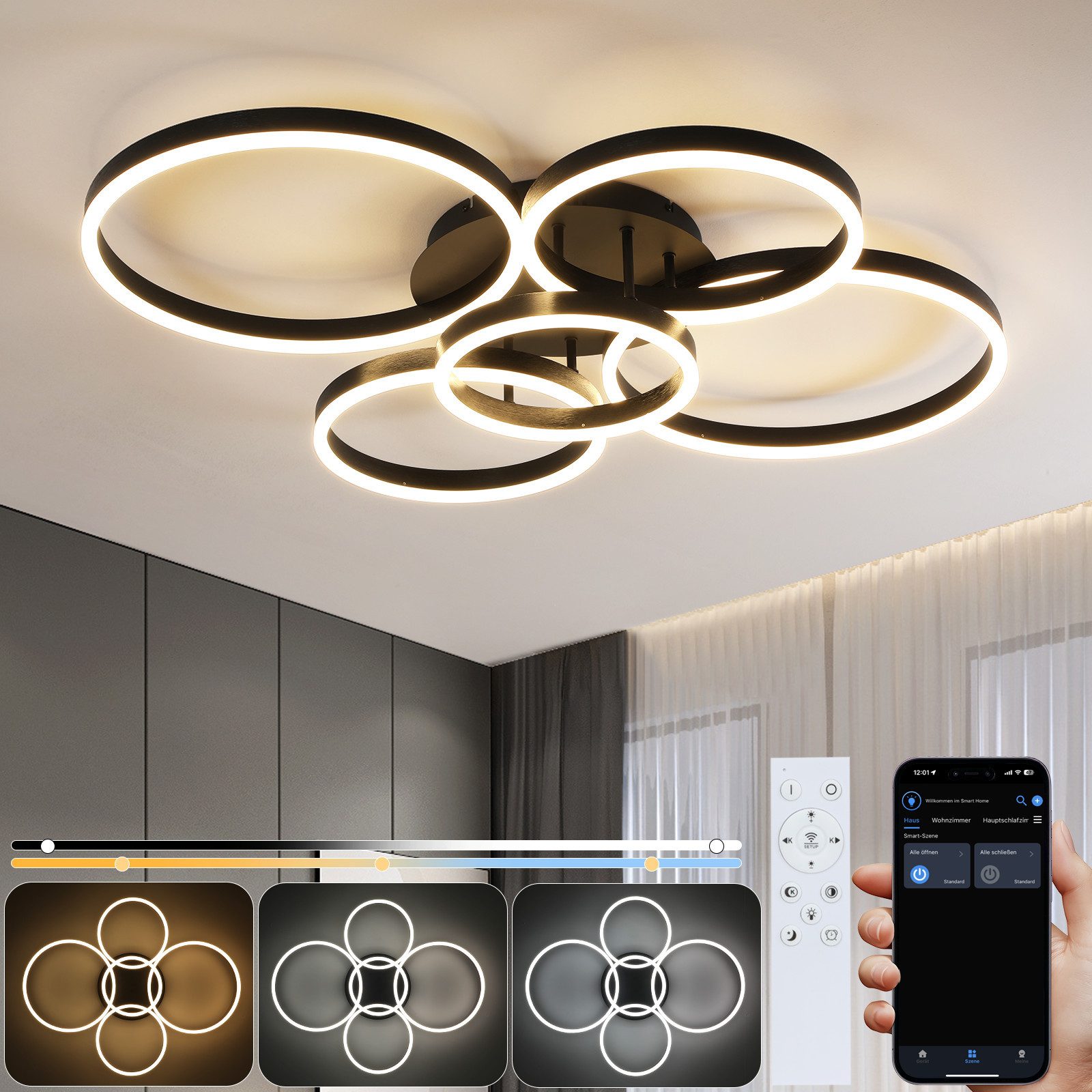 Nettlife LED Deckenleuchte Gold 2 Ring günstig online kaufen
