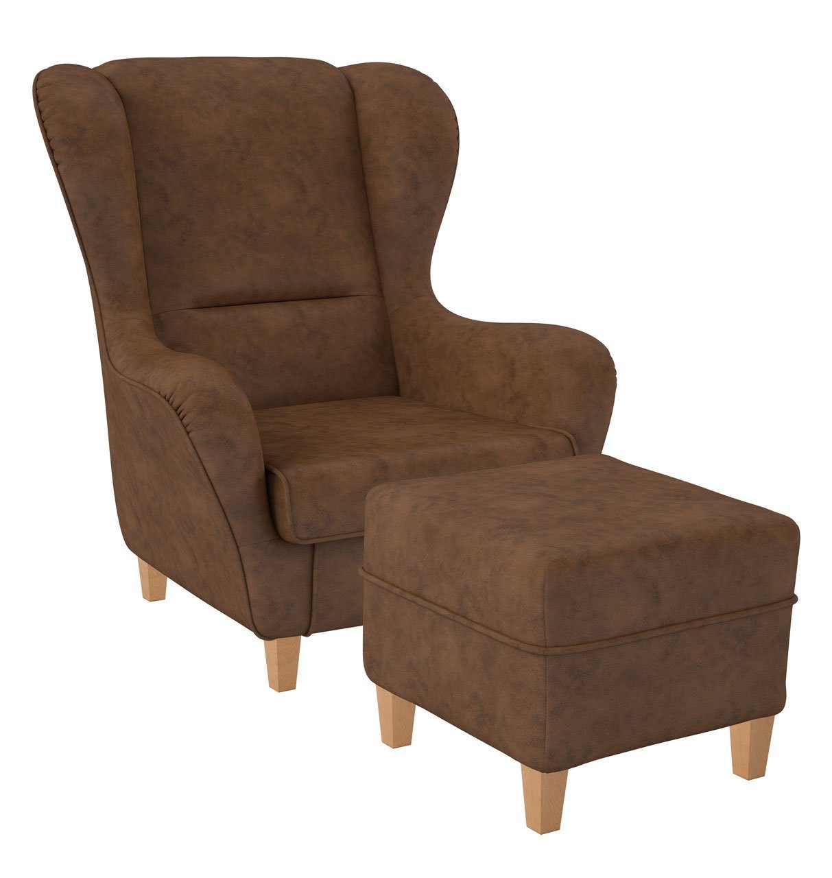 Supellex Кресла Sofia, Relaxsessel mit Hocker Kunstleder Texas Rehbraun