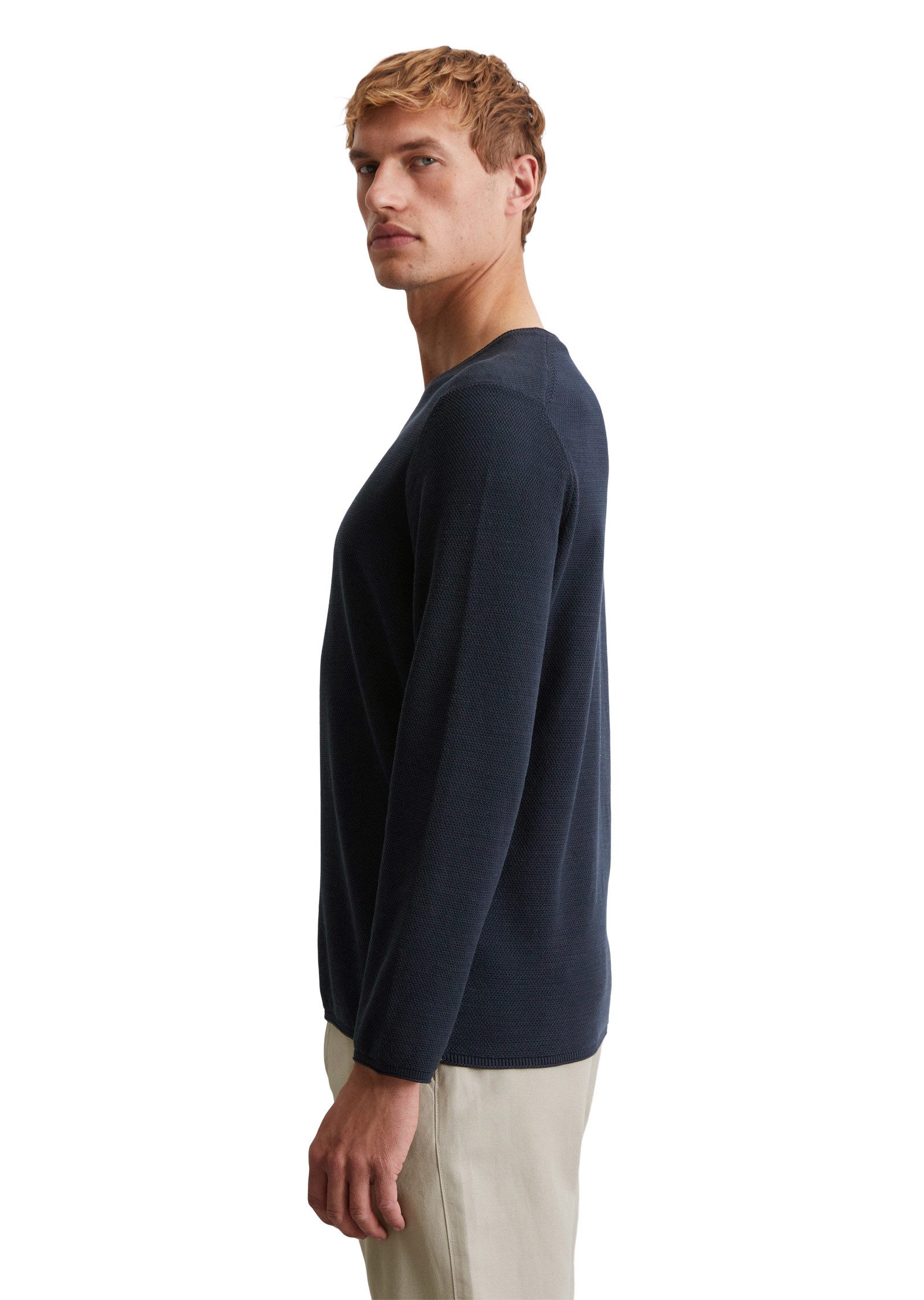 Marc O'Polo Rundhalspullover mit feiner Piqué-Struktur günstig online kaufen