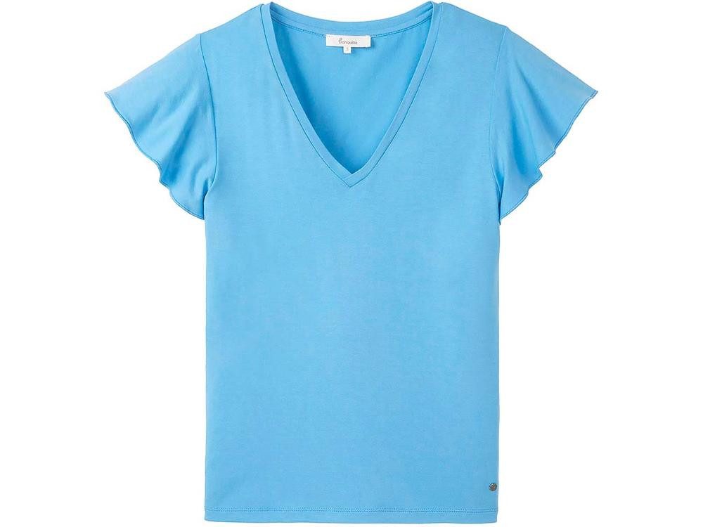 Tranquillo T-Shirt tranquillo Bio-Damen-T-Shirt mit Volant-Ärmel