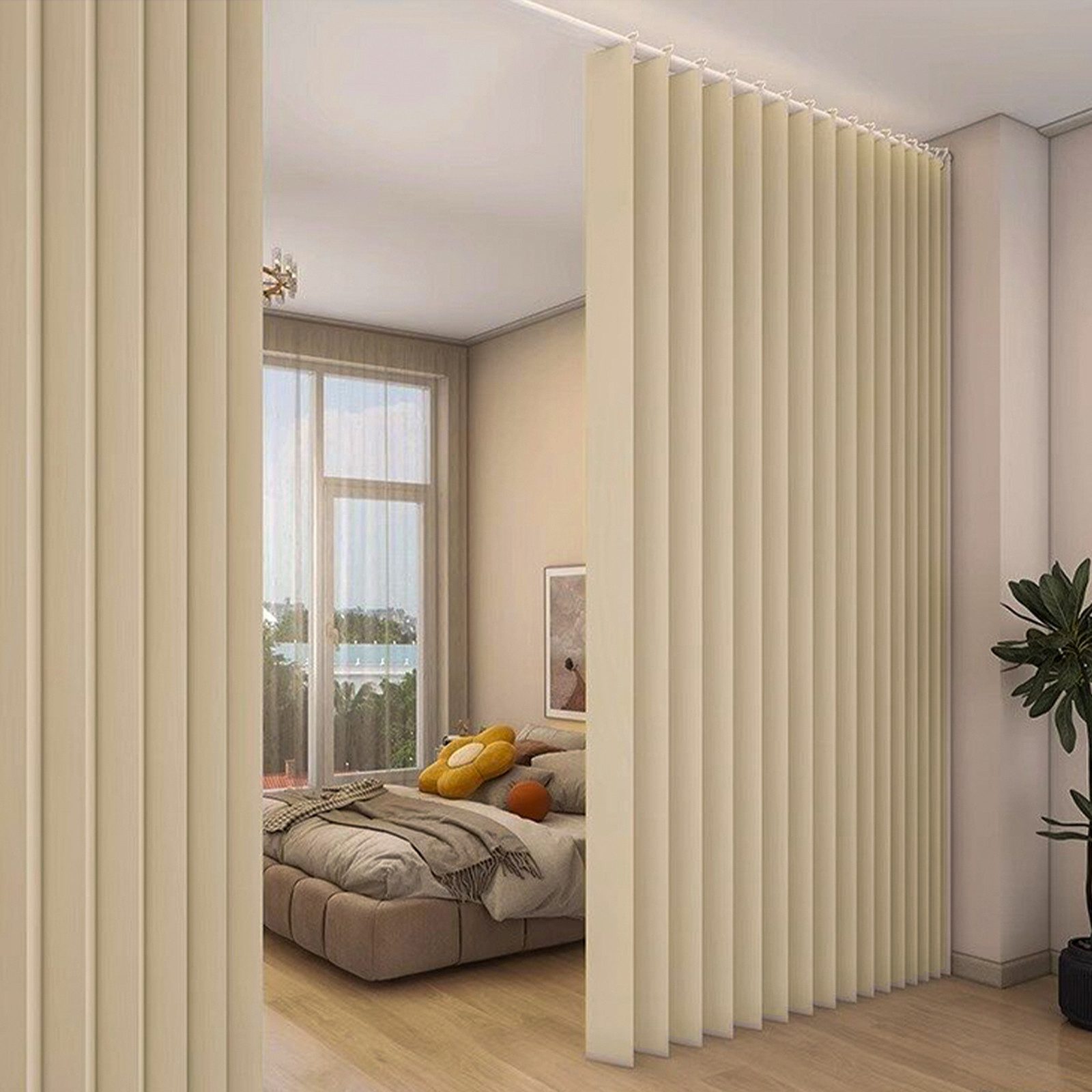 Sunicol Vorhang Wasserdicht Raumteiler Vorhang, Sichtschutzvorhang für Schlafzimmer, Extra breite Wärmeisolierend Trennwand Sichtschutz Fenstervorhänge