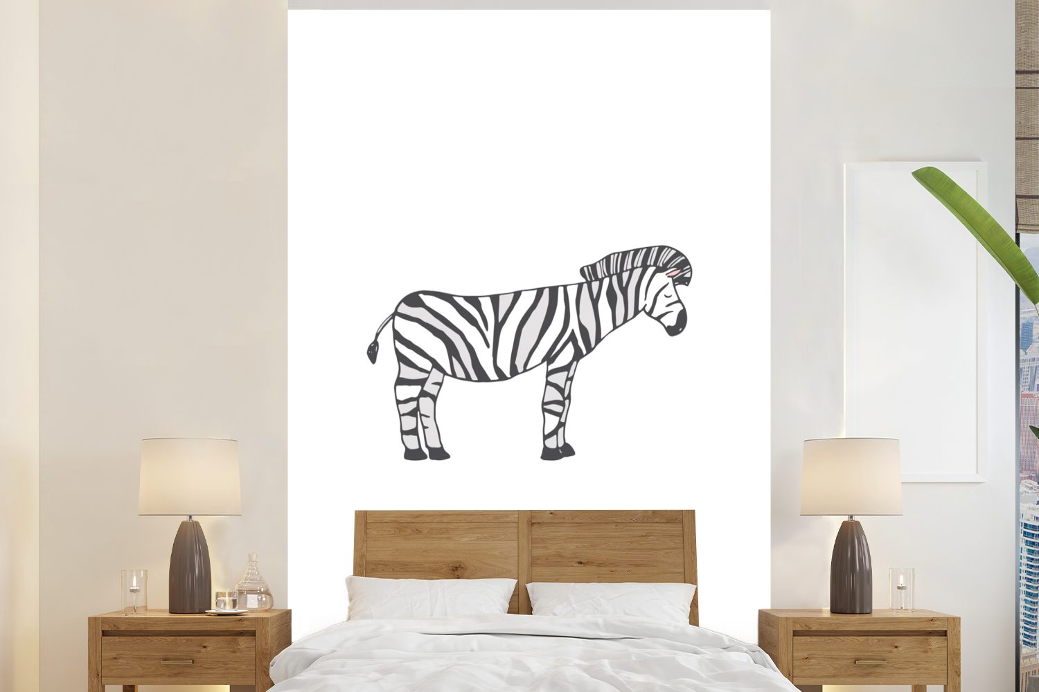 MuchoWow Fototapete Zebra - Kinder - Weiß - Jungen - Mädchen, Matt, bedruckt, (3 St), Montagefertig Vinyl Tapete für Wohnzimmer, Wandtapete