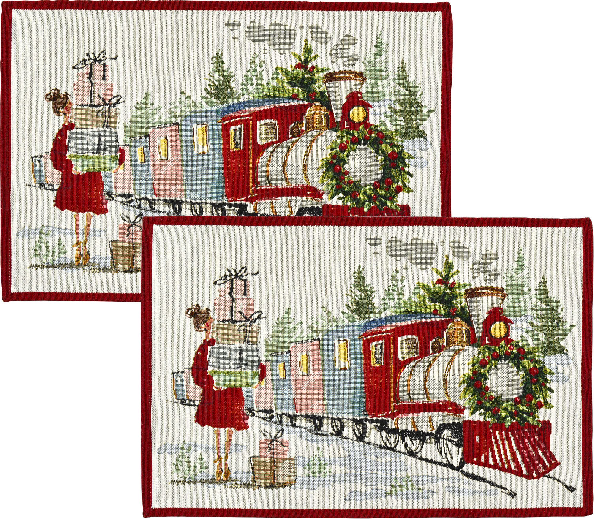 sander table + home Platzset Tischset "Xmas Express" 2er-Pack, Gobelin Motiv