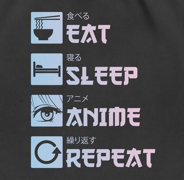 Shirtracer Turnbeutel Eat Sleep Anime Repeat - Manga, Anime Geschenke