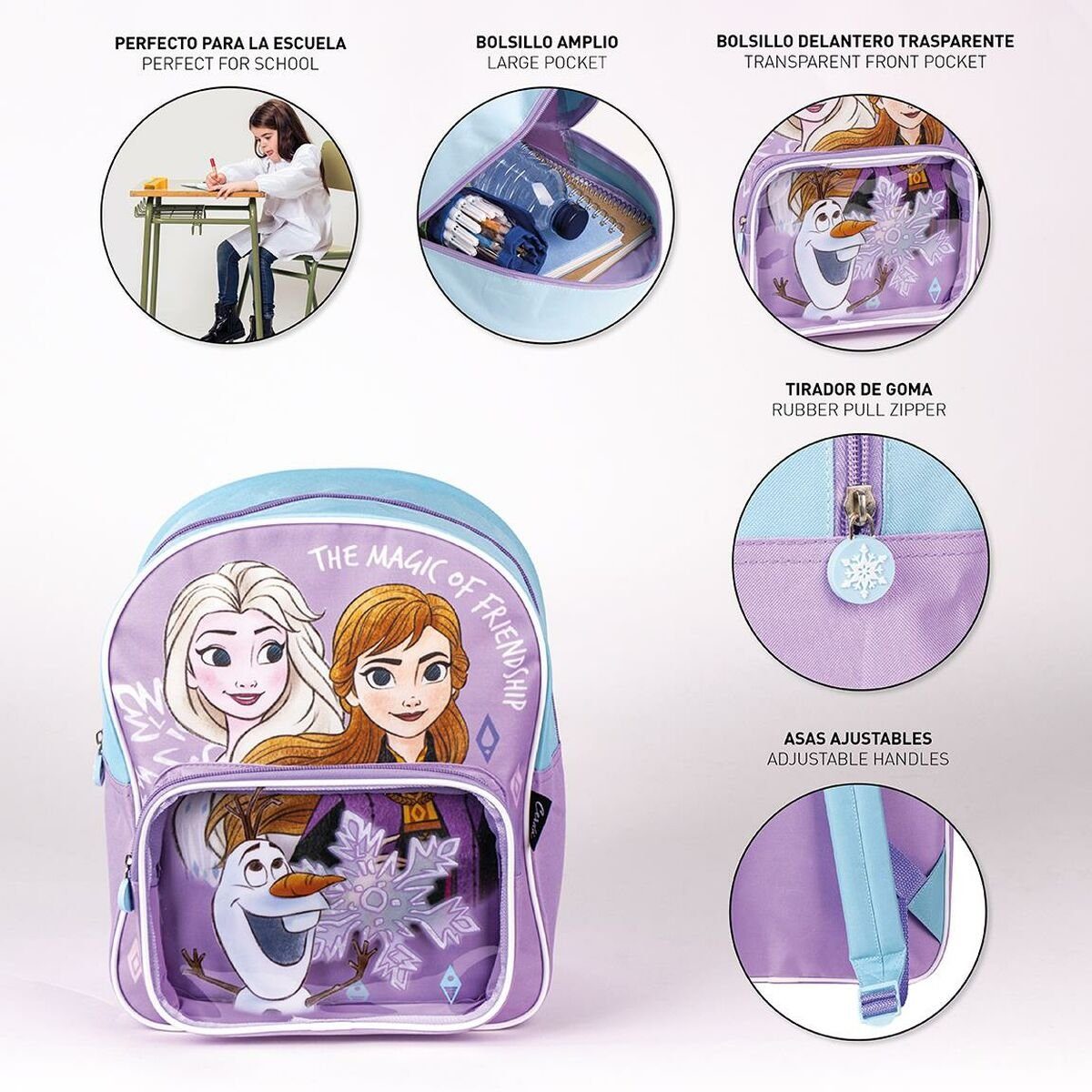 Lila Rucksack Frozen Kinder-Rucksack Durchsichtig Frozen