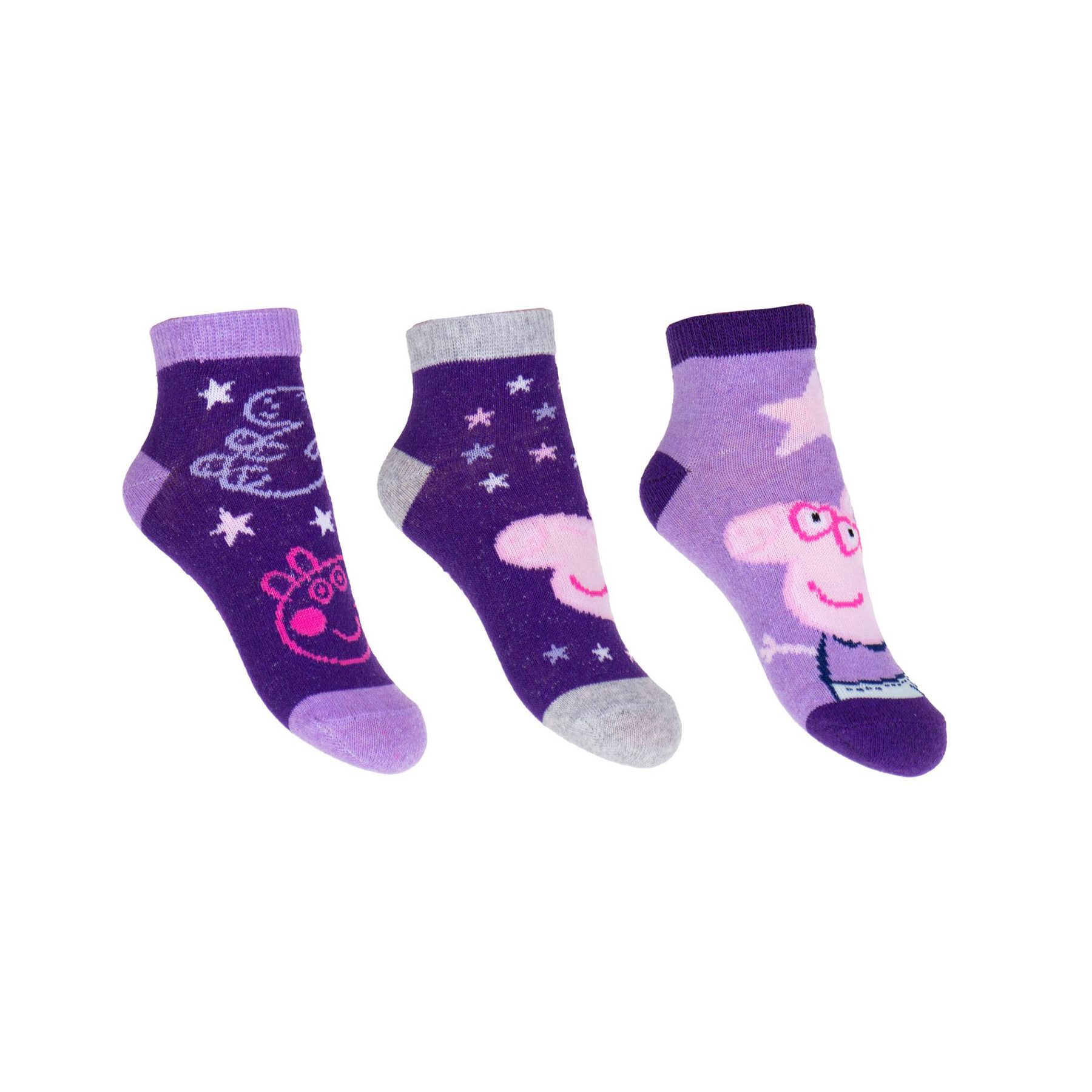 Feinsöckchen Peppa Pig Kinder Socken - 3er Pack Sneaker Strümpfe Baumwoll-Mix