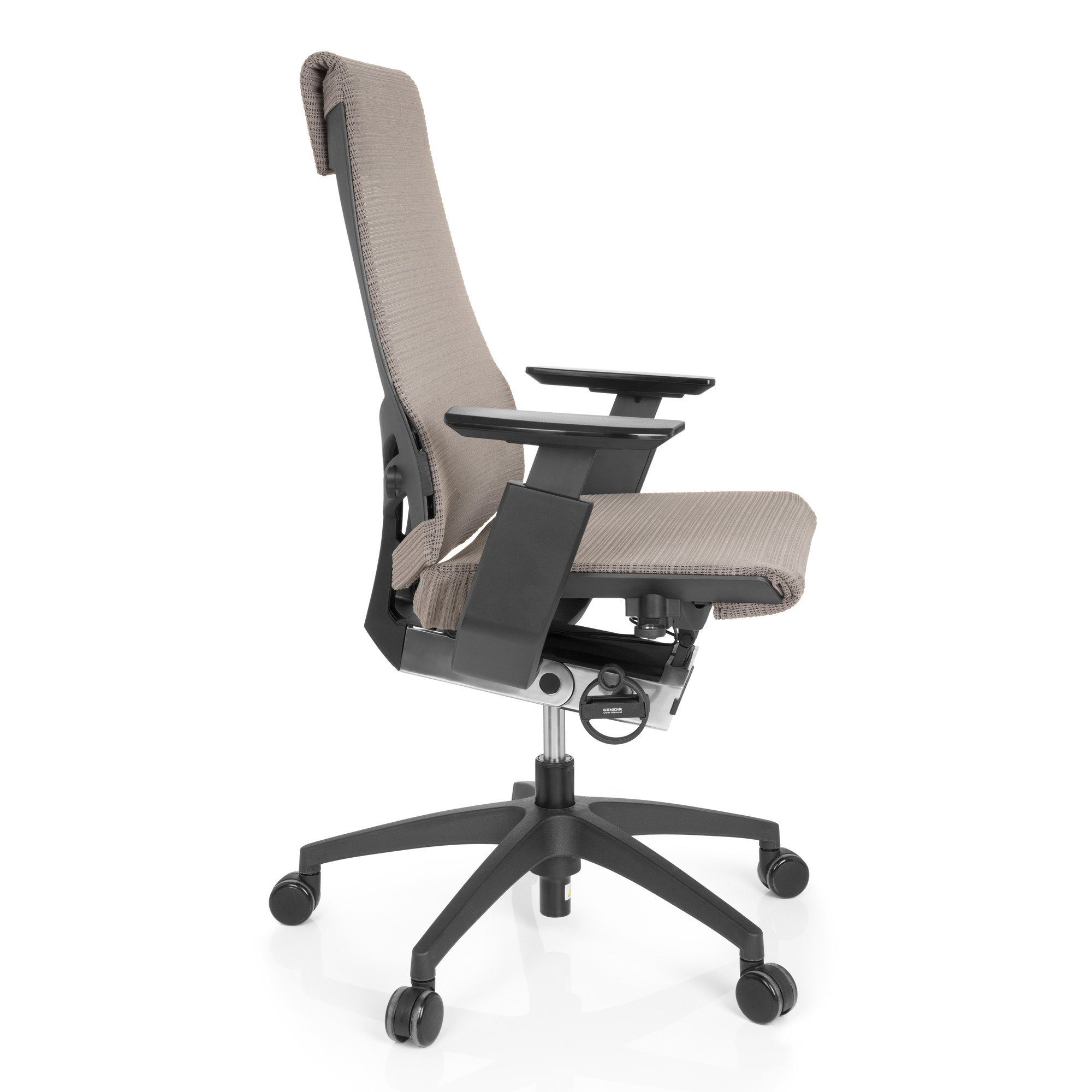 hjh Grau/Schwarz GENIDIA Bürostuhl (1 Schreibtischstuhl St), SMART Drehstuhl Netzstoff BLACK OFFICE Profi ergonomisch