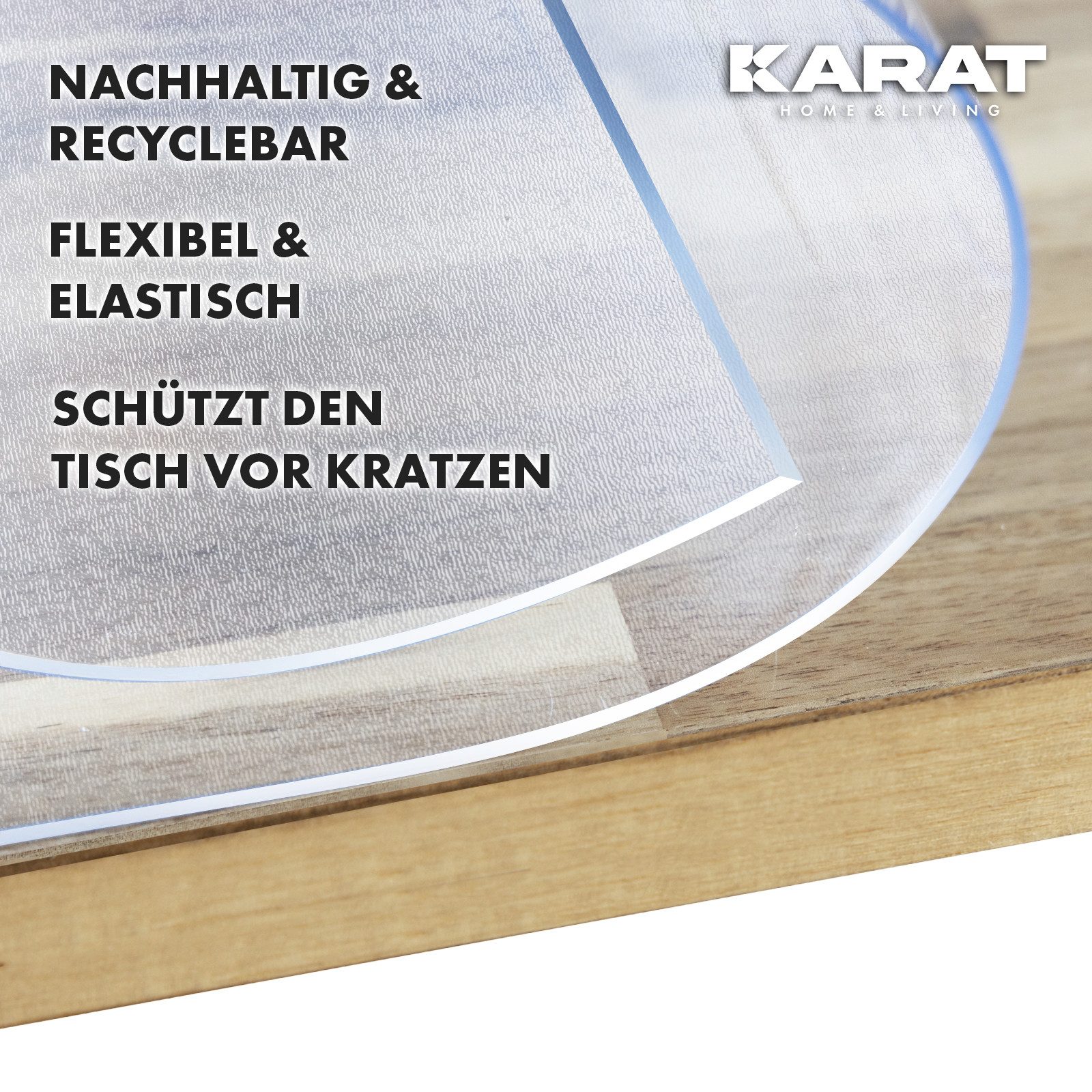 Karat Tischdecke Mattiert transparent Crystal – PVC Tischschutzfolie für Innen & Außen, zuschneidbare & robust Tischauflage, geruchlose Tischdecke – Bild 4 von 5