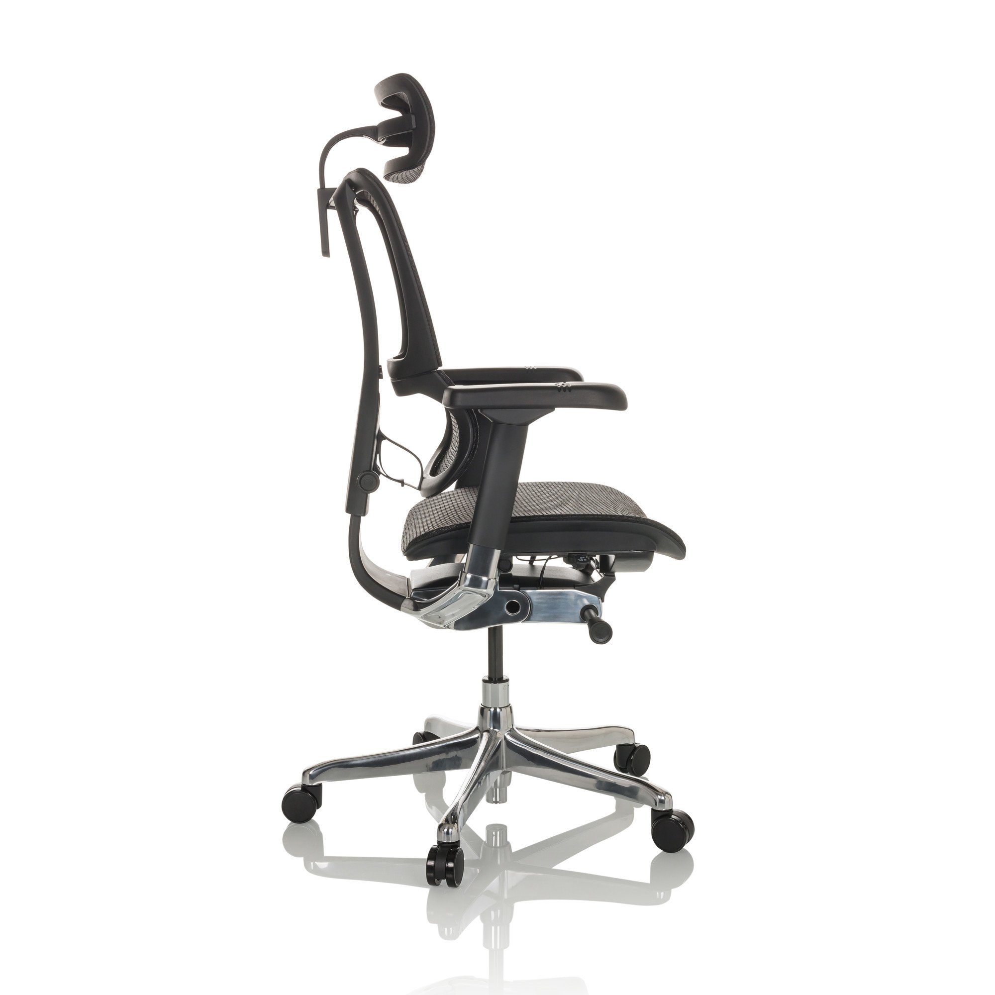 ergonomisch Chefsessel Luxus Drehstuhl Bürostuhl St), OFFICE Netzstoff hjh I SLIM (1 Schwarz ERGOHUMAN