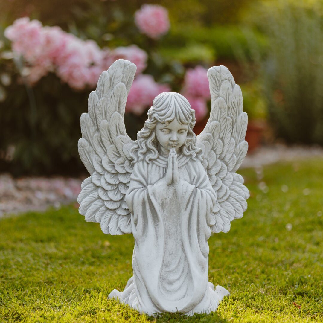 gartendekoparadies.de Gartenfigur Engel Statue mit Flügel Grabengel, Steinfigur, H. 54 cm, 20 kg, Frostsicher