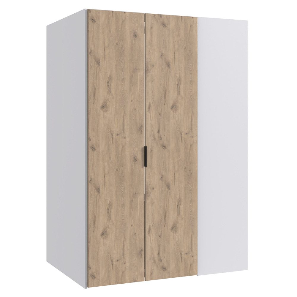 Lomadox Eckschrank NOLI-43 weiß Eiche Kleiderschrank Schrank 135x197x97 cm