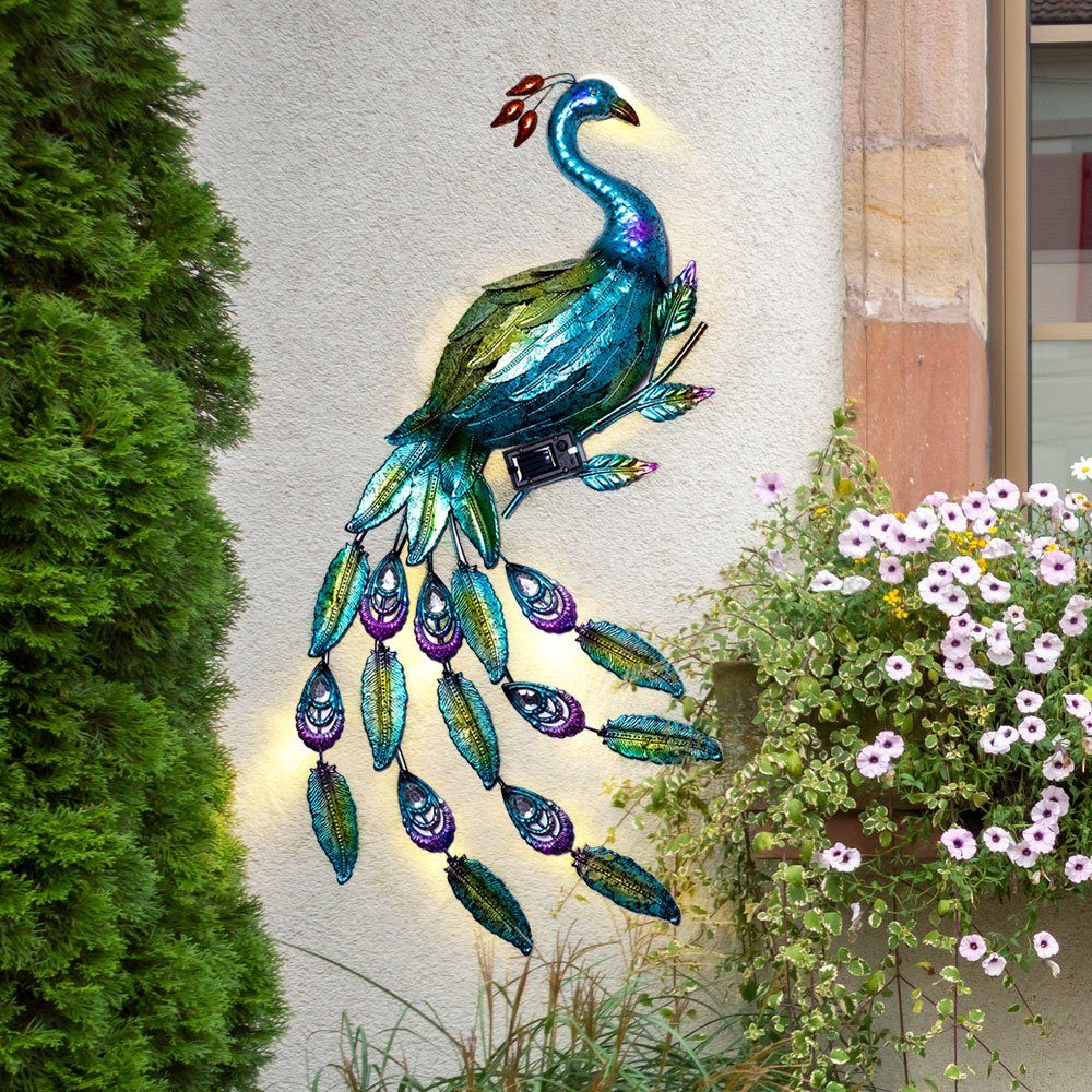 Haushalt International LED Außen-Wandleuchte, LED-Leuchtmittel fest verbaut, Warmweiß, Wandleuchte Außenwandleuchte Solarleuchte Garten