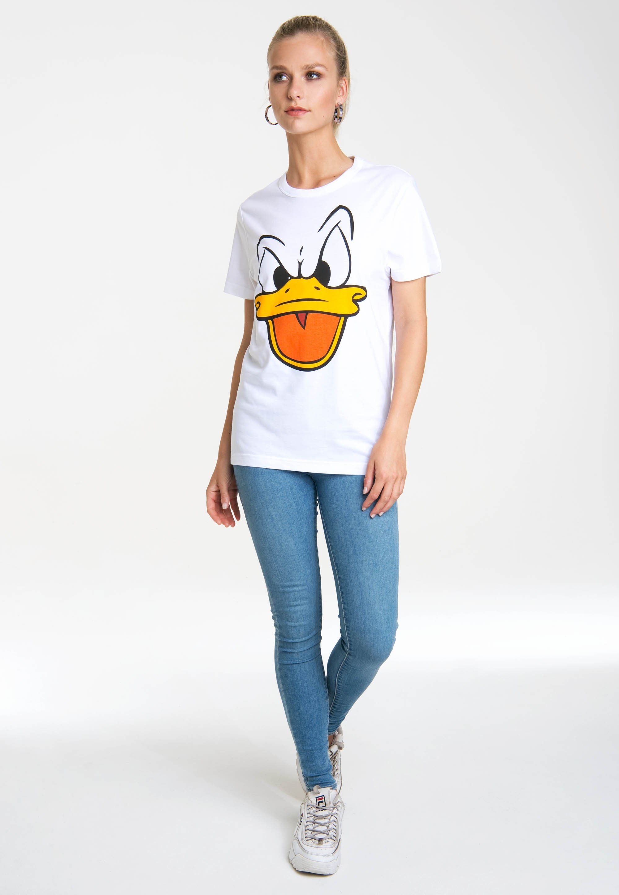 LOGOSHIRT T-Shirt Originaldesign Duck Donald Face – lizenziertem mit