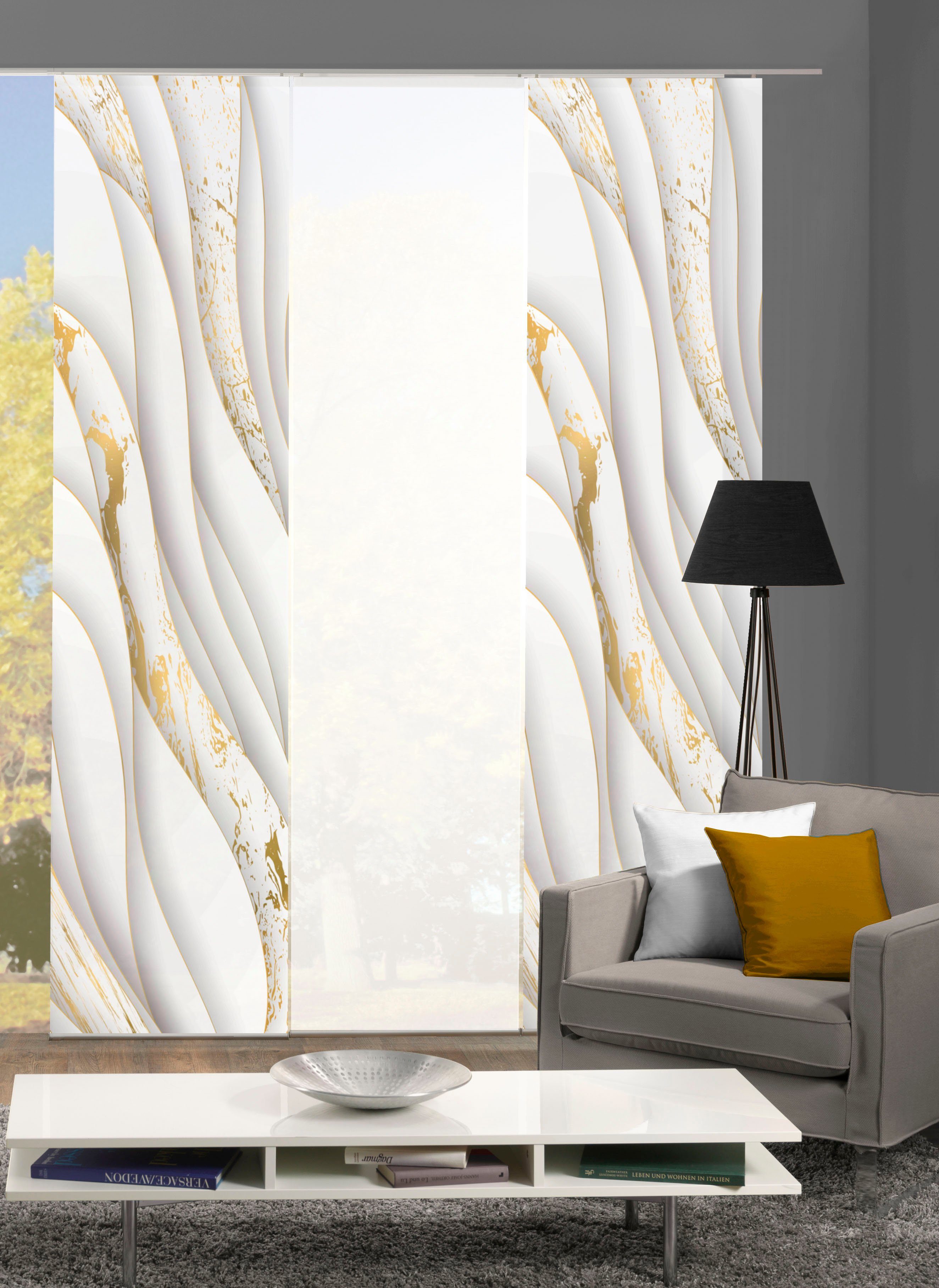 HOME WOHNIDEEN Schiebegardine GULDO (3 St), Paneelwagen, blickdicht, Schiebevorhang Digi 3er Set GULDO