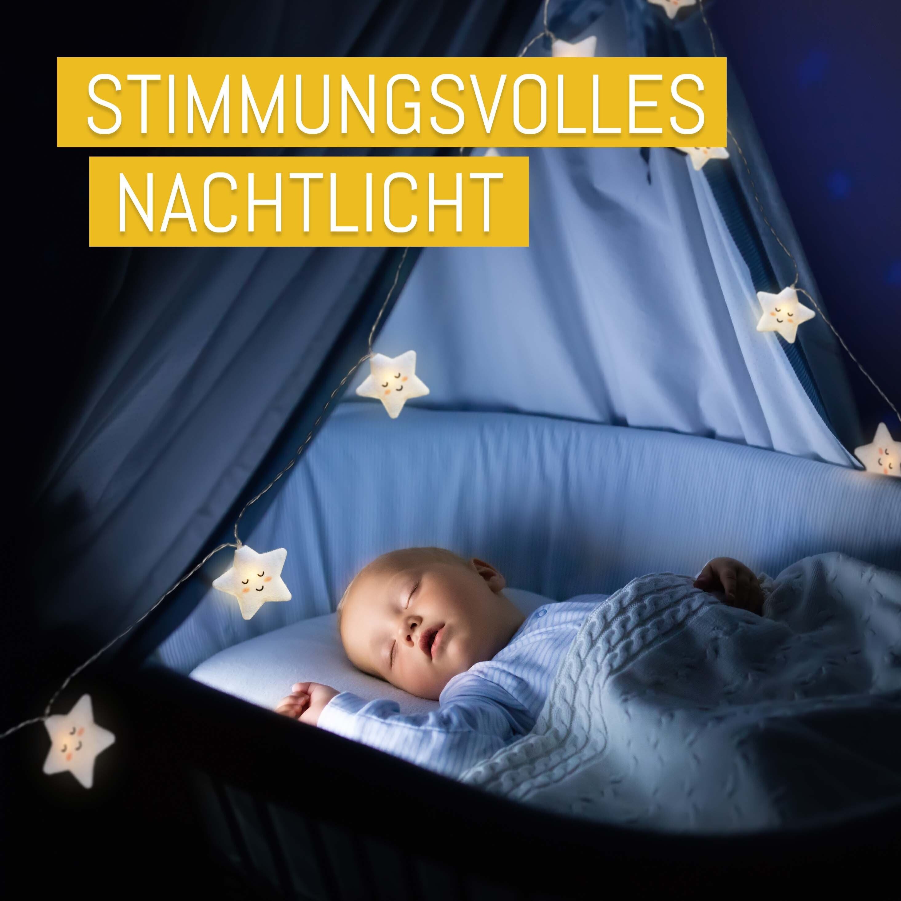 COZY HOME Lichterkette Sterne für Kinder, mit APP steuerbar, Batterie & Stecker, 20 warmweiße Sterne, 8 Modi, Dimmbarkeit & Musikmodus