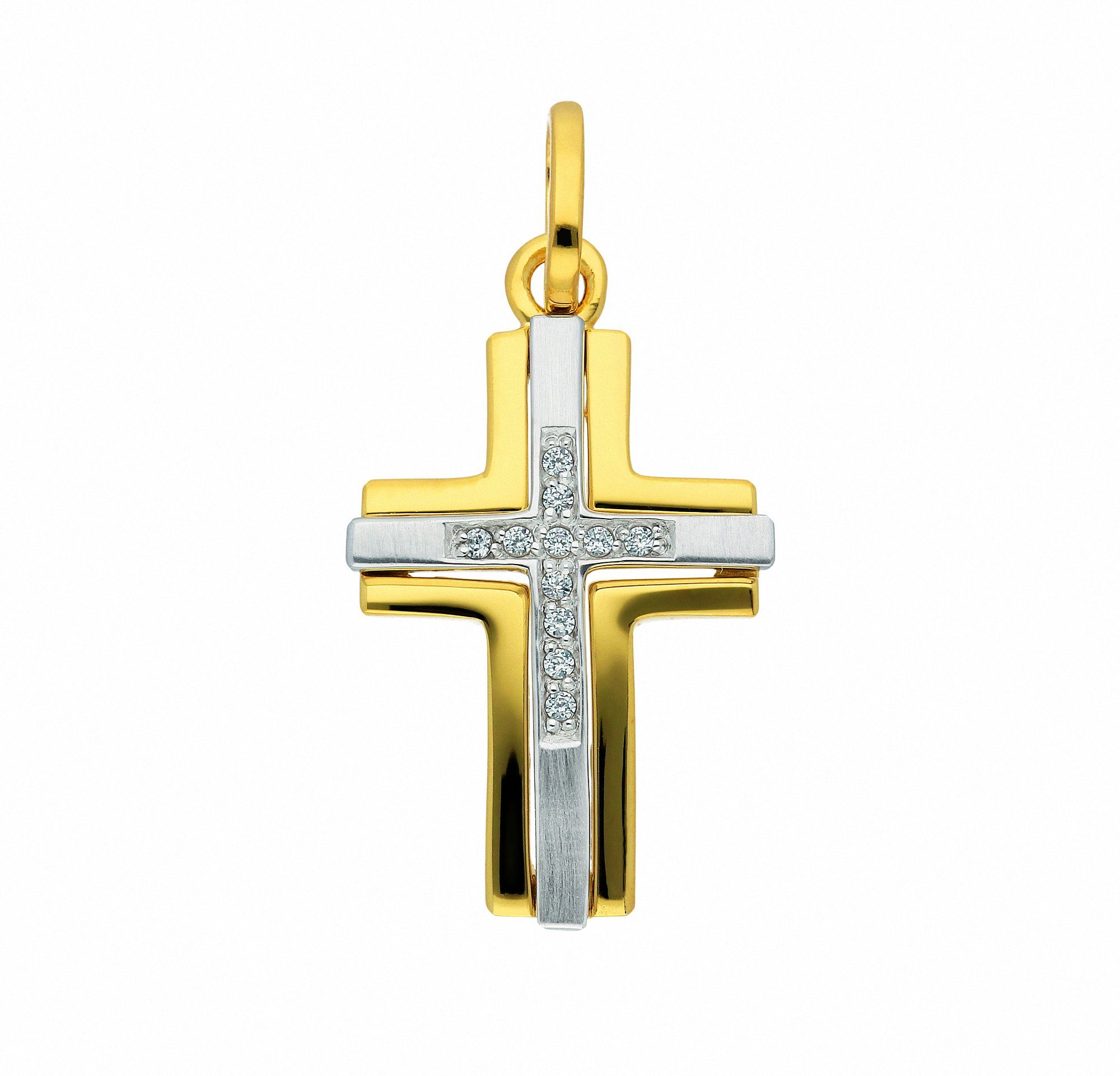 Adelia´s Kette ohne Anhänger 333 Gold Kreuz Anhänger mit Zirkonia,  Schmuckset - Set mit Halskette, Anhänger - gefertigt aus: 8 Karat ( 333 )  Gelbgold