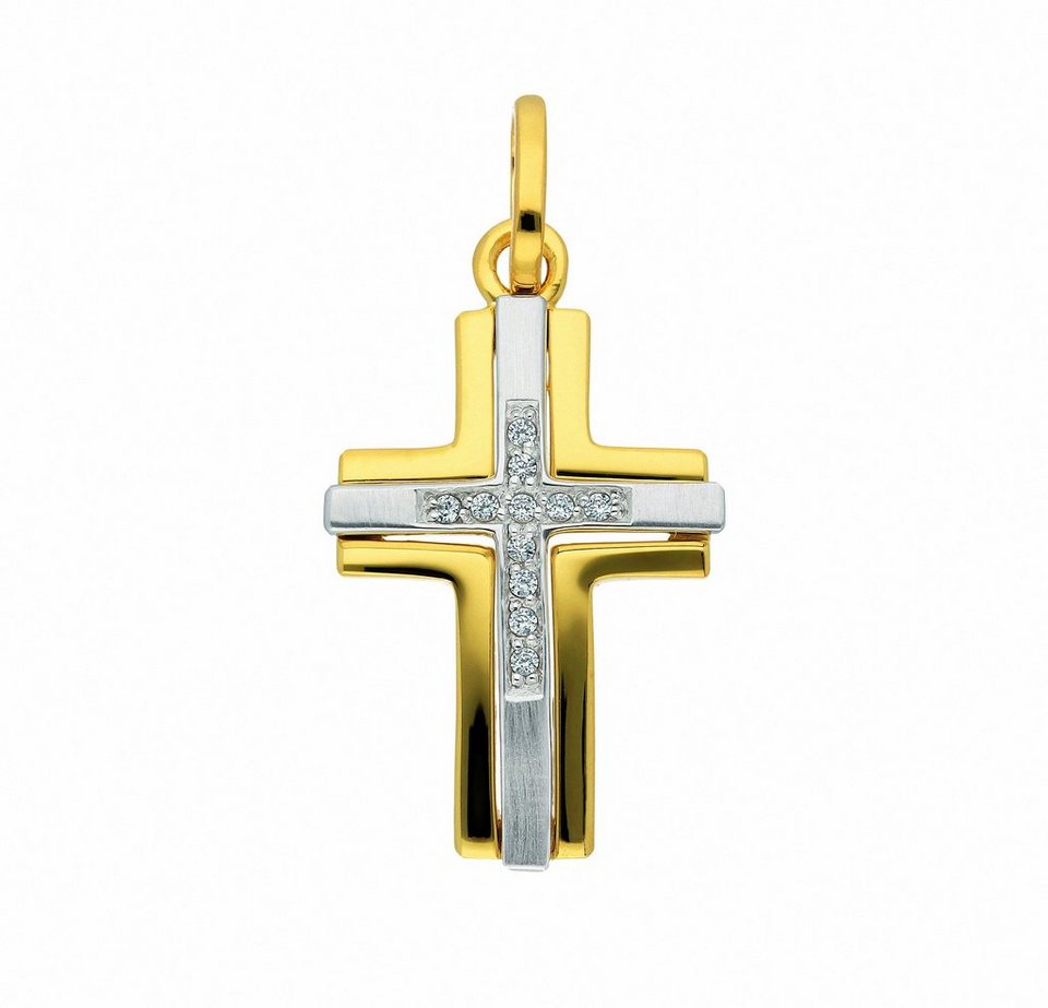 Adelia´s Kette ohne Anhänger 333 Gold Kreuz Anhänger mit Zirkonia,  Schmuckset - Set mit Halskette, Anhänger - gefertigt aus: 8 Karat ( 333 )  Gelbgold