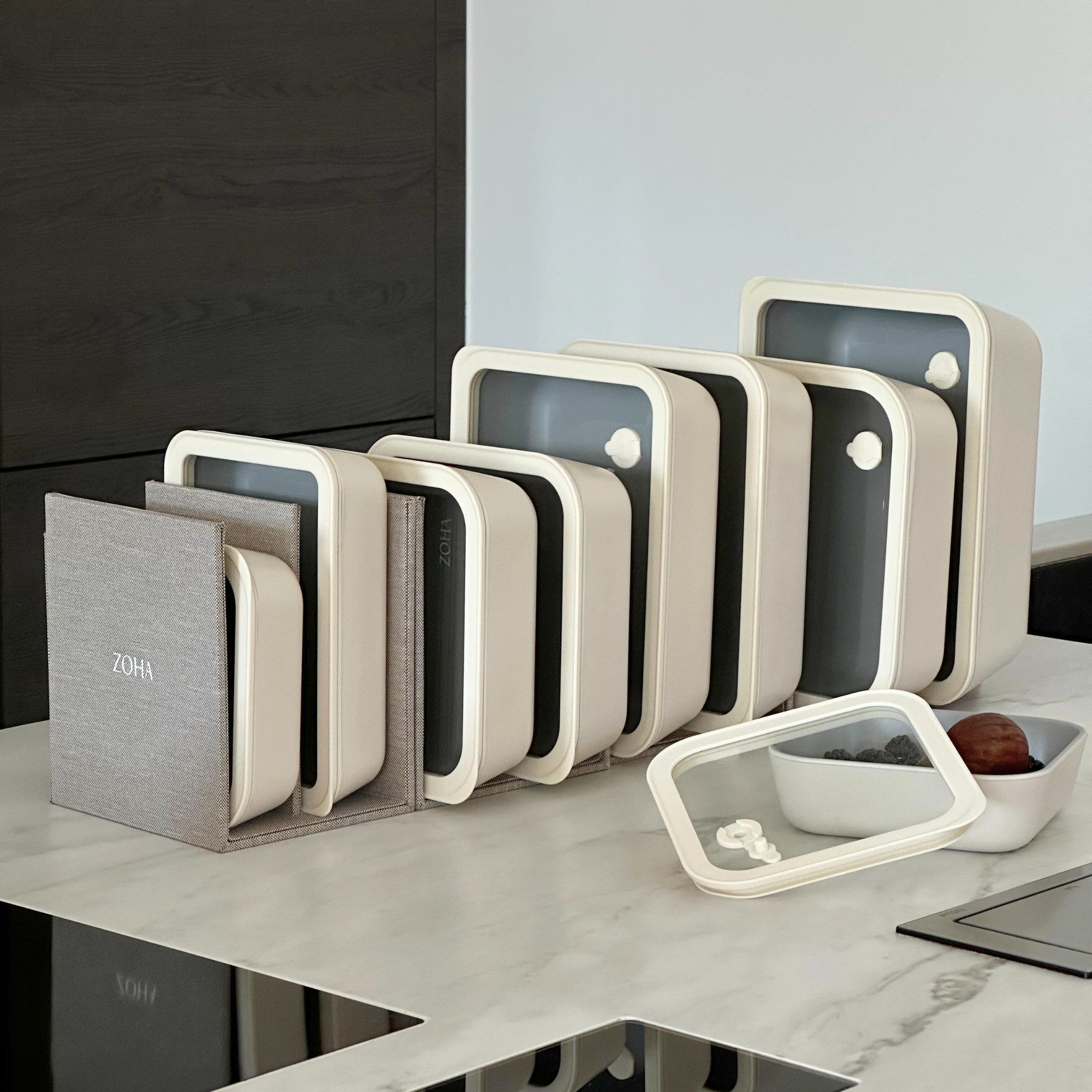 Zoha Frischhaltedose Frischhaltedosen mit Organizer Akazienholz - stapelbare Schrankordnung, luftdicht