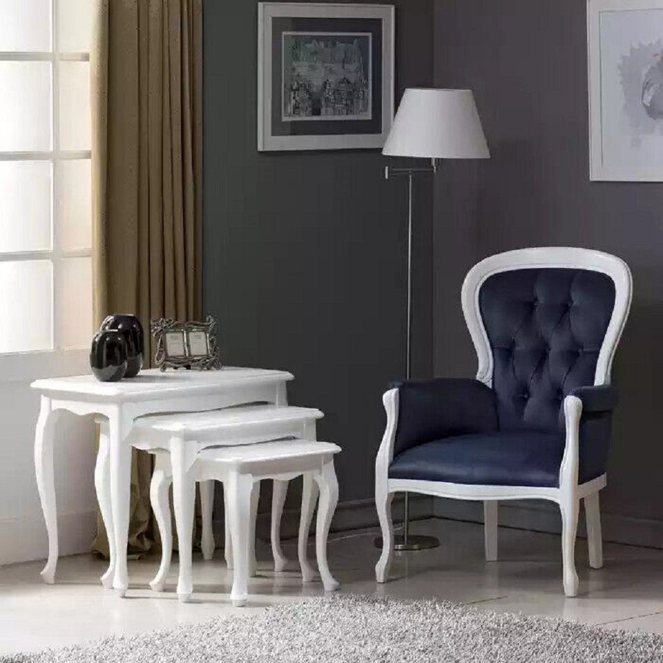JVmoebel Sessel Luxus Sessel Wohnzimmer Textil Klassisch Design Polsterung Neu (1-St., Nur Sessel), Made in Europe Blau