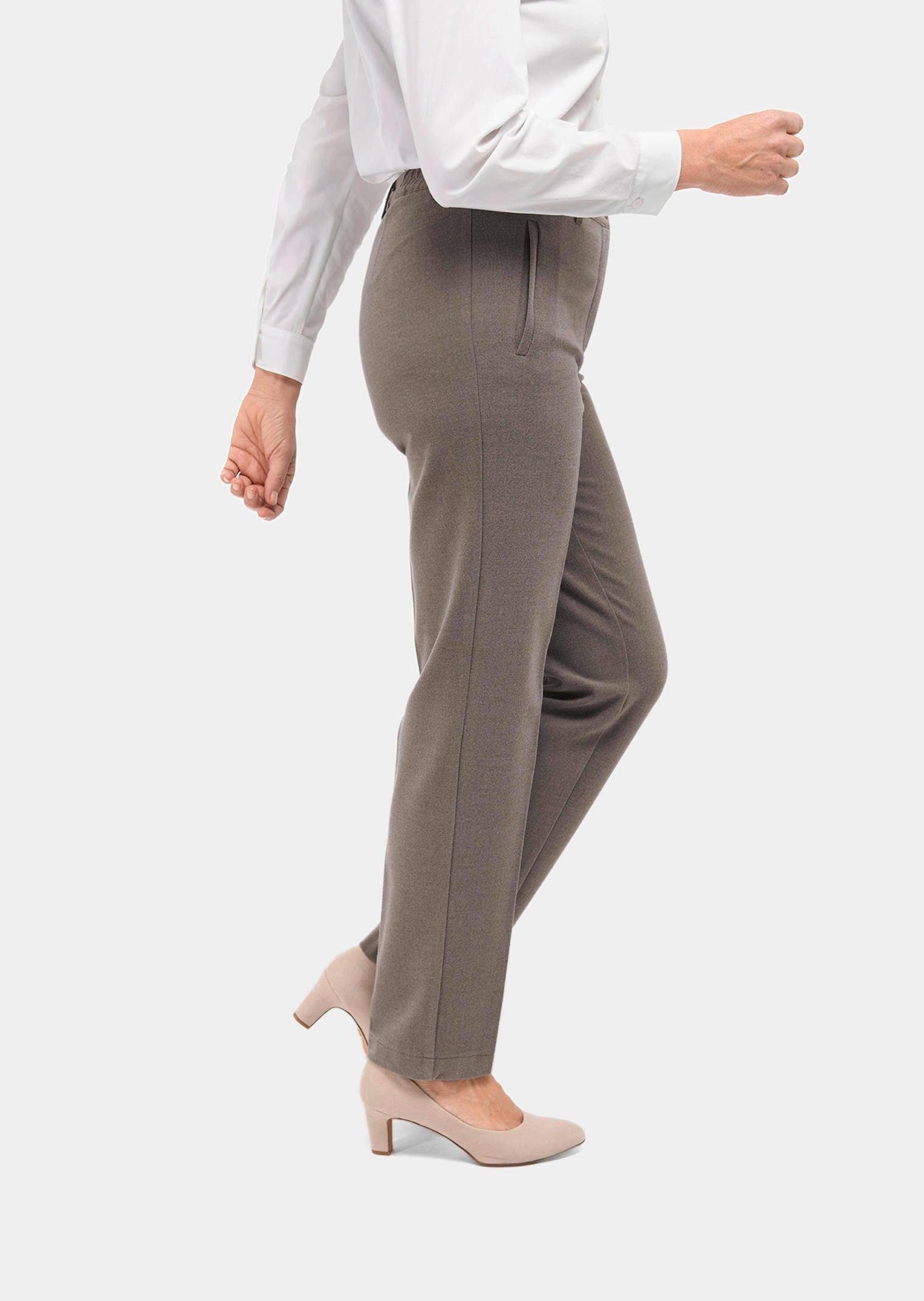 GOLDNER Stoffhose Kurzgröße: Bügelfaltenhose mit Melange-Effekt Stoffhose mit Teildehnbund, Gürtelschlaufen und Knöchellänge
