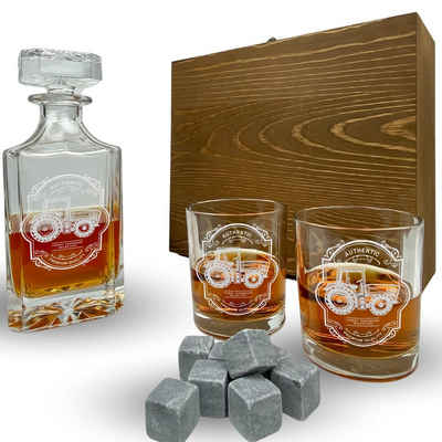 Lasernauten Whiskyglas Whisky Set mit Gravur Traktor Karaffe 700 ml und Скло in Geschenkbox