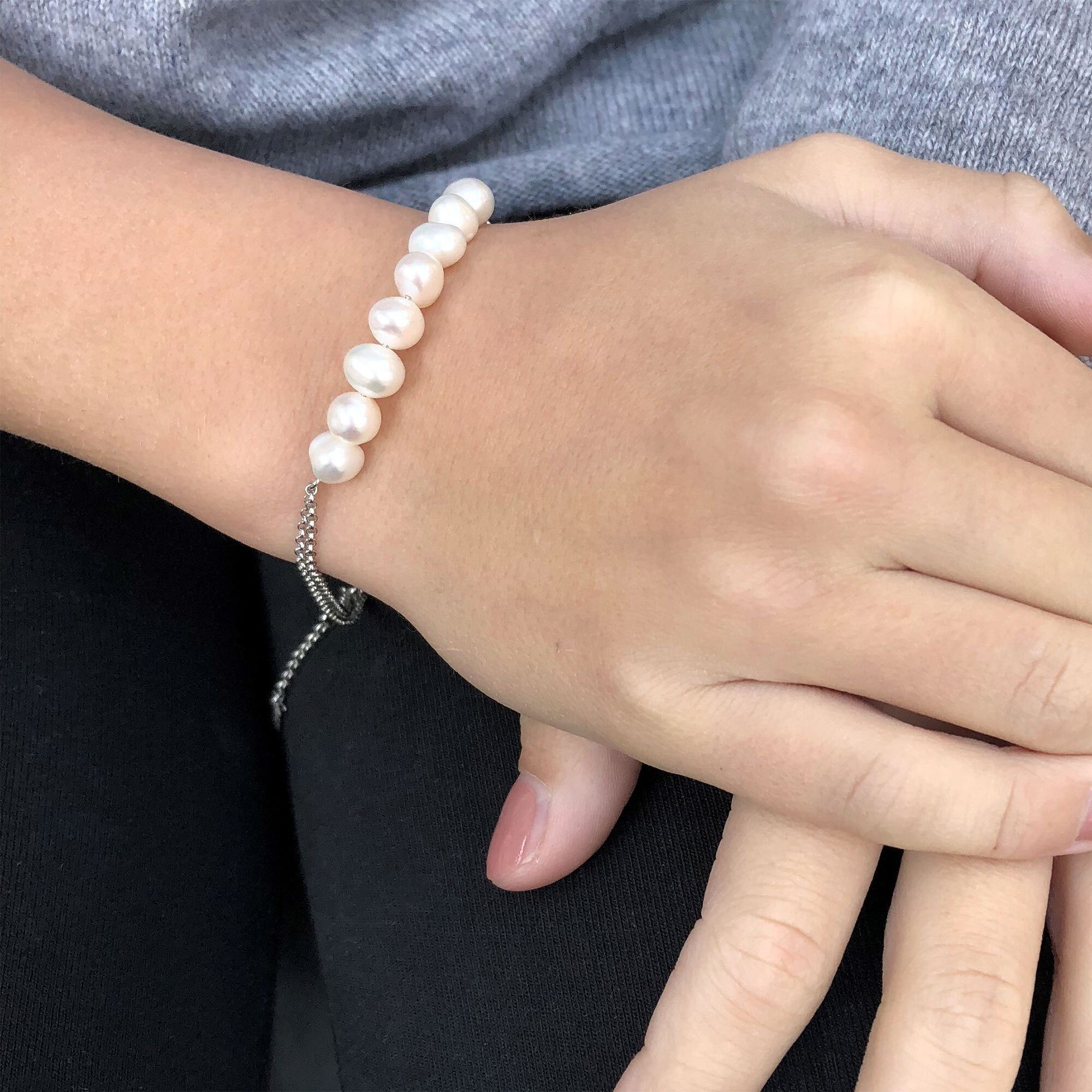 Kinder Teens (Gr. 128 - 182) AILORIA Armband MAKANI, Armband Silber/weiße Perle