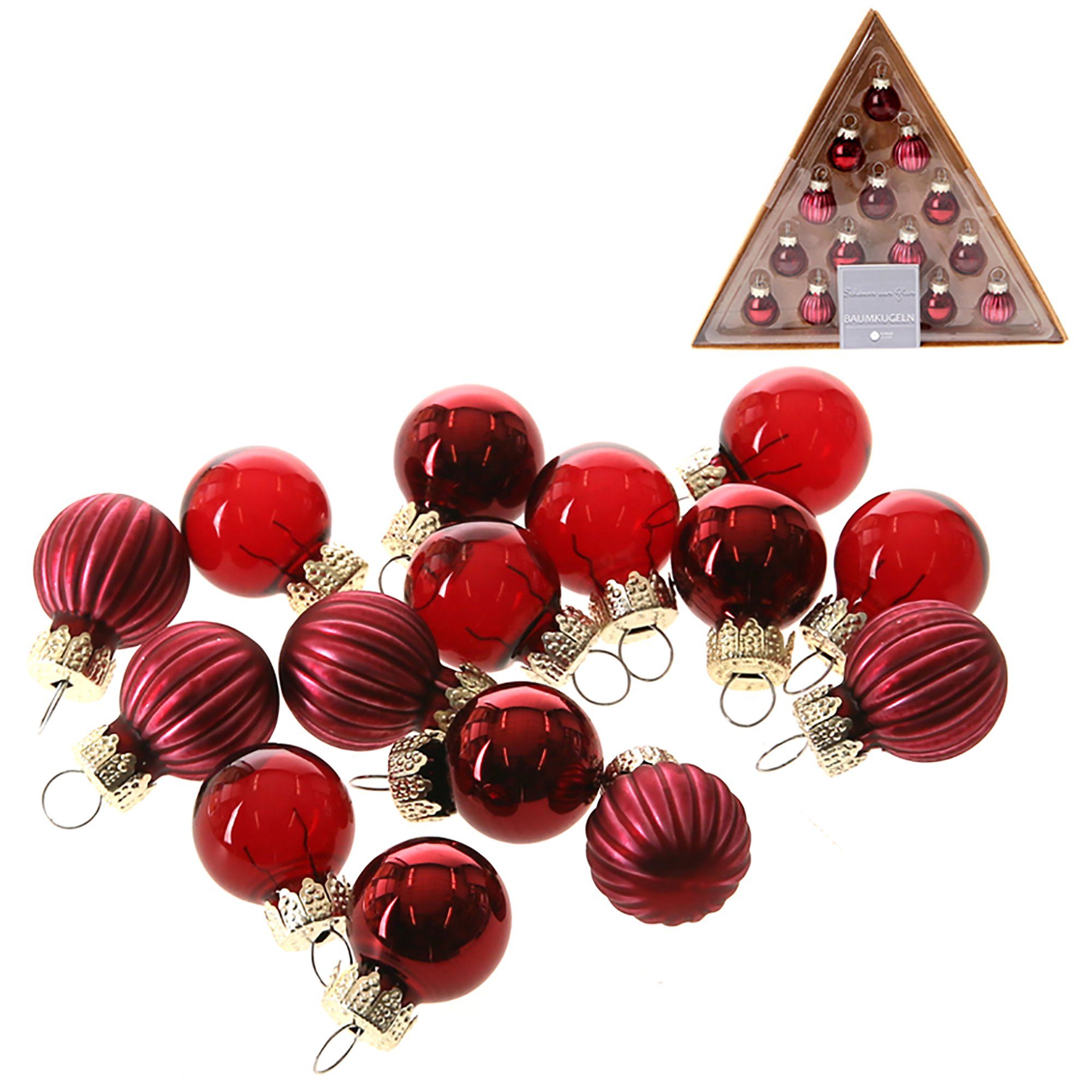 15 Mini Baumkugeln Aus Glas In Burgund - Kleine Christbaumkugeln Für Weihnachtsdeko