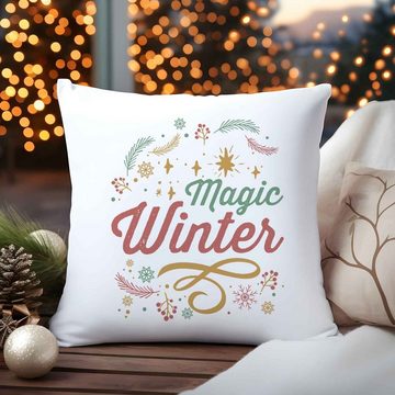 GRAVURZEILE Zierkissen mit Weihnachtsmotiv - Magic Winter - Weihnachtsdeko, 40 x 40 cm - Waschbar bis 40 Grad - Ohne Füllung