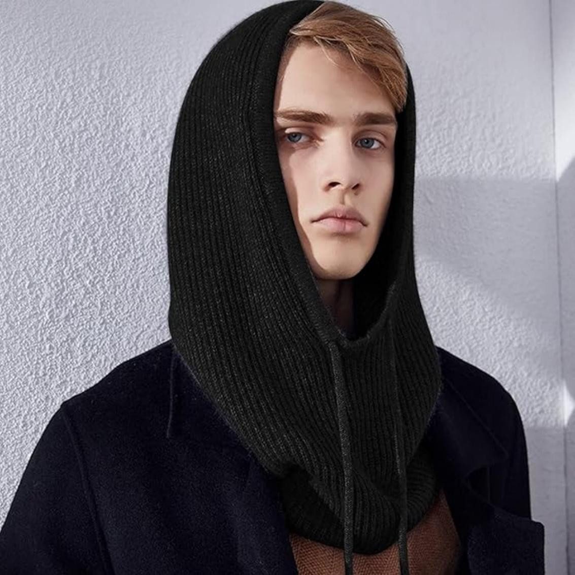 Oemmn Strickmütze Mütze Damen Winter, Strickmützen Warme Kapuzen Schal – Bild 2 von 5