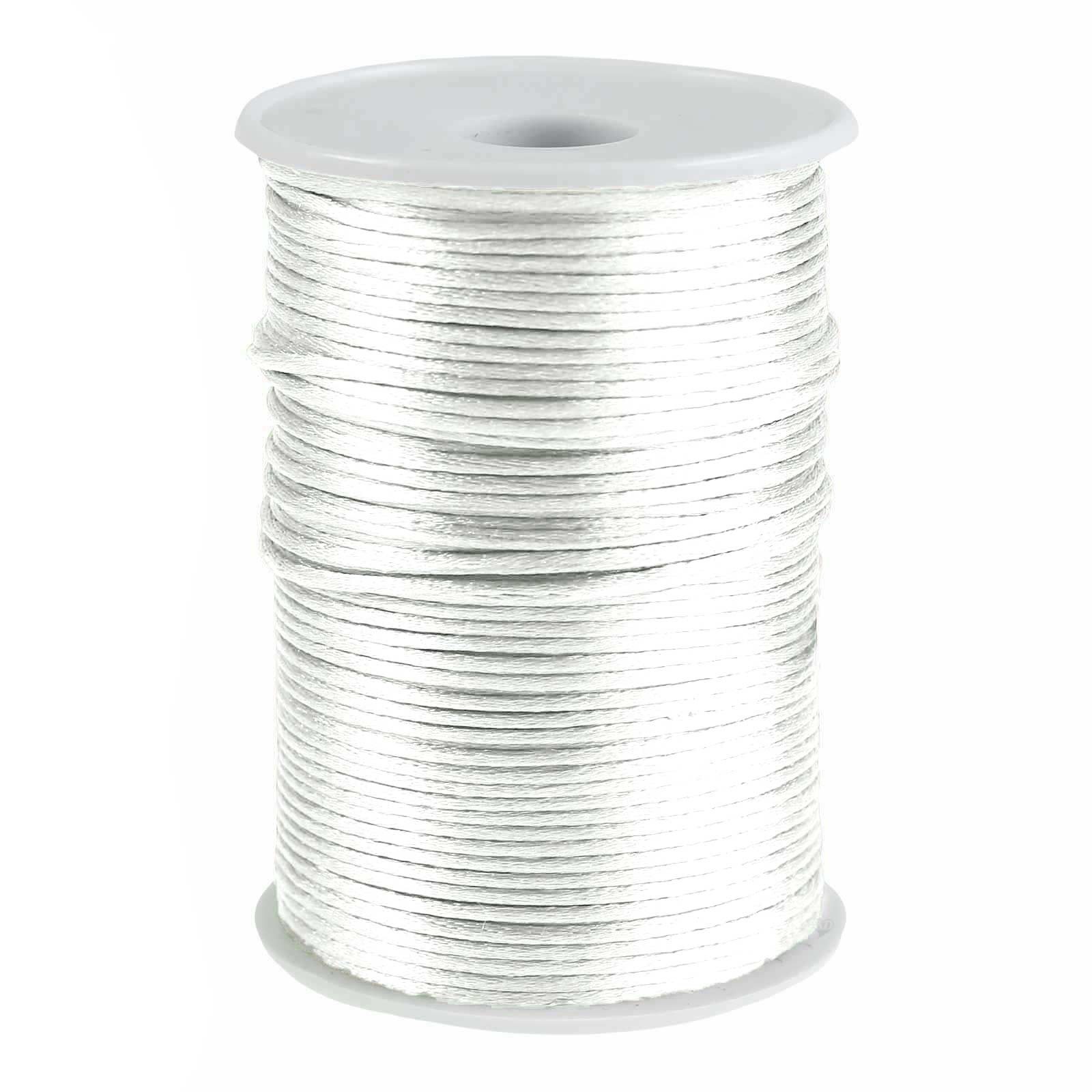 maDDma Kordel 90m Satinschnur 2mm Satinkordel Schmuck-Kordel Kumihimo Bänder, weiß