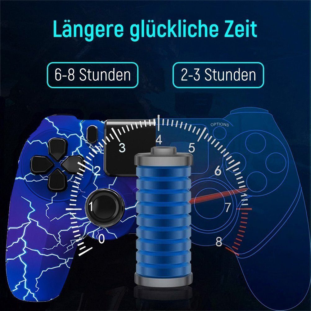 KINSI Wireless Gamepad, Controller, Bluetooth, für PS4 PlayStation 4-Controller (Doppelte Vibration, wiederaufladbare Batterie)