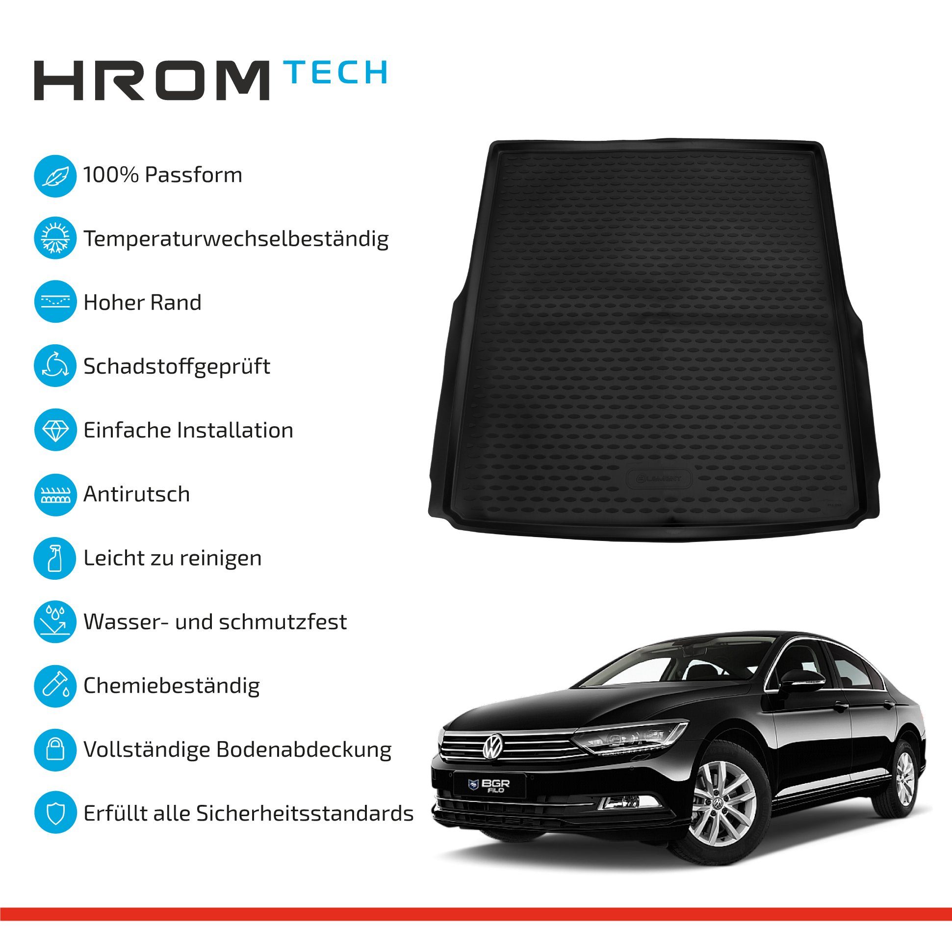 Passgenaue für B8 VW ELEMENT Passgenaue Variant,2014-,Wag., Kofferraummatte für B8 Passat Pkw, Passat VW Kofferraummatte LEMENT