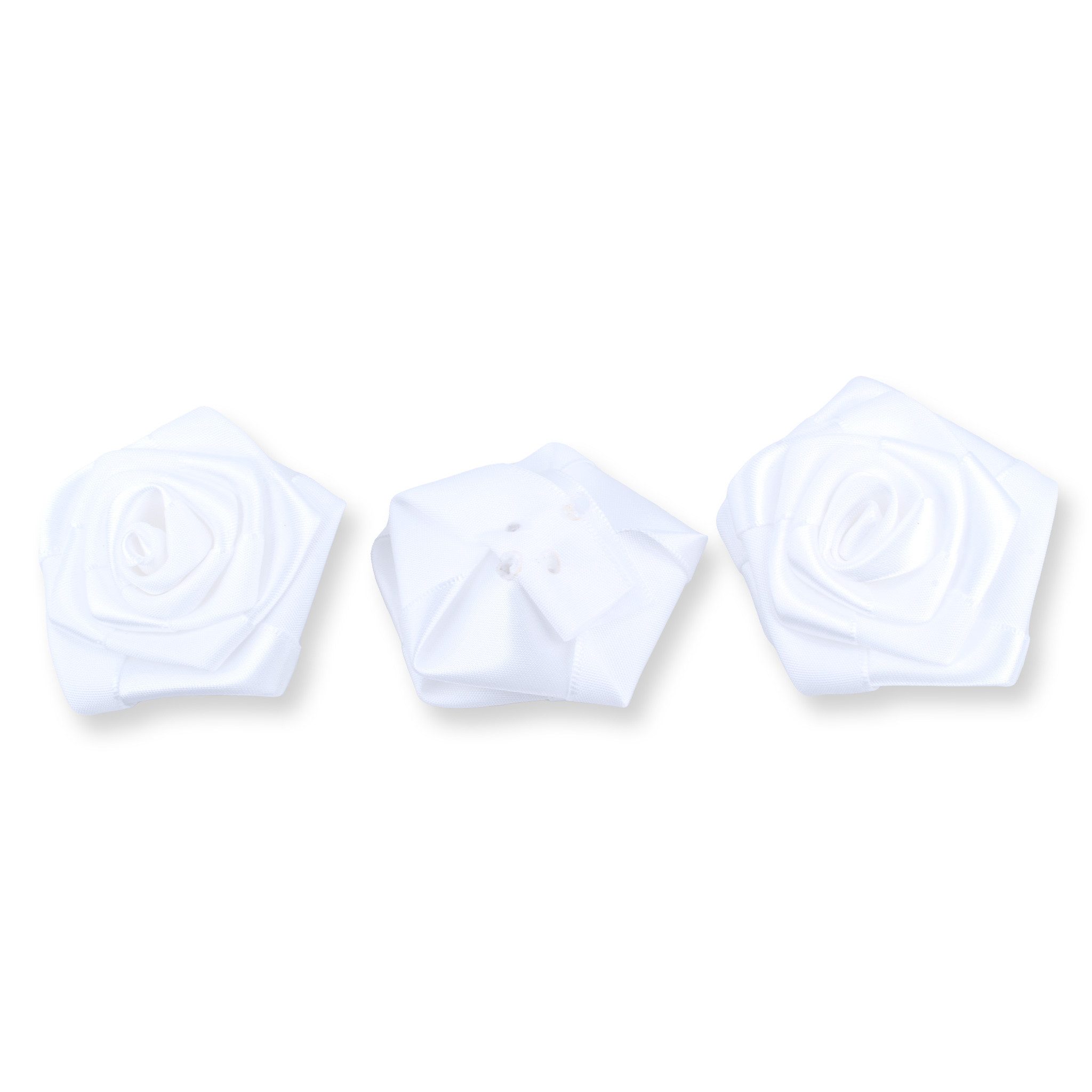 Creativery Streudeko, Satinrosen 6cm zum Basteln & Aufnähen 3 Stück Weiß