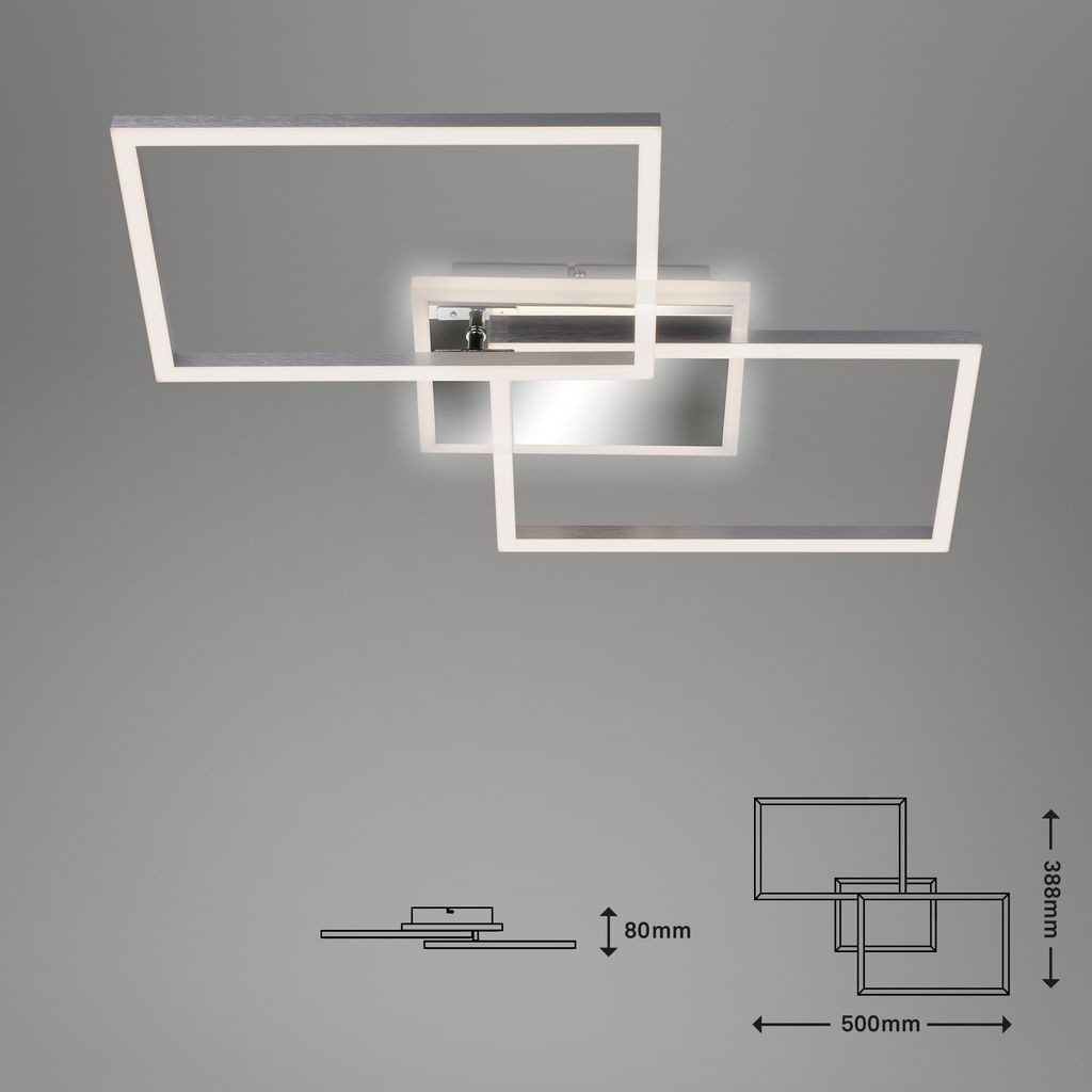 Briloner Leuchten LED Deckenleuchte 3049018, Dimmfunktion, LED fest integriert, 2700K - Extra-Warmweiß, 3000K - Warmweiß, 4000K - Neutralweiß, Kaltweiß, 5500-6500K - Tageslichtweiß, 6500K - Kaltweiß, CCT Farbtemperatursteuerung - Warmweiß / Neutralweiß / Kaltweiß, Deckenlampe CCT dimmbar Backlight 50x38,8x8cm