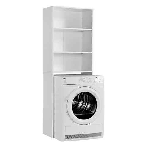 mokebo Waschmaschinenumbauschrank Der Saubermann (Offen) Waschmaschinenschrank oder Überbau für Waschmaschinen in Weiß