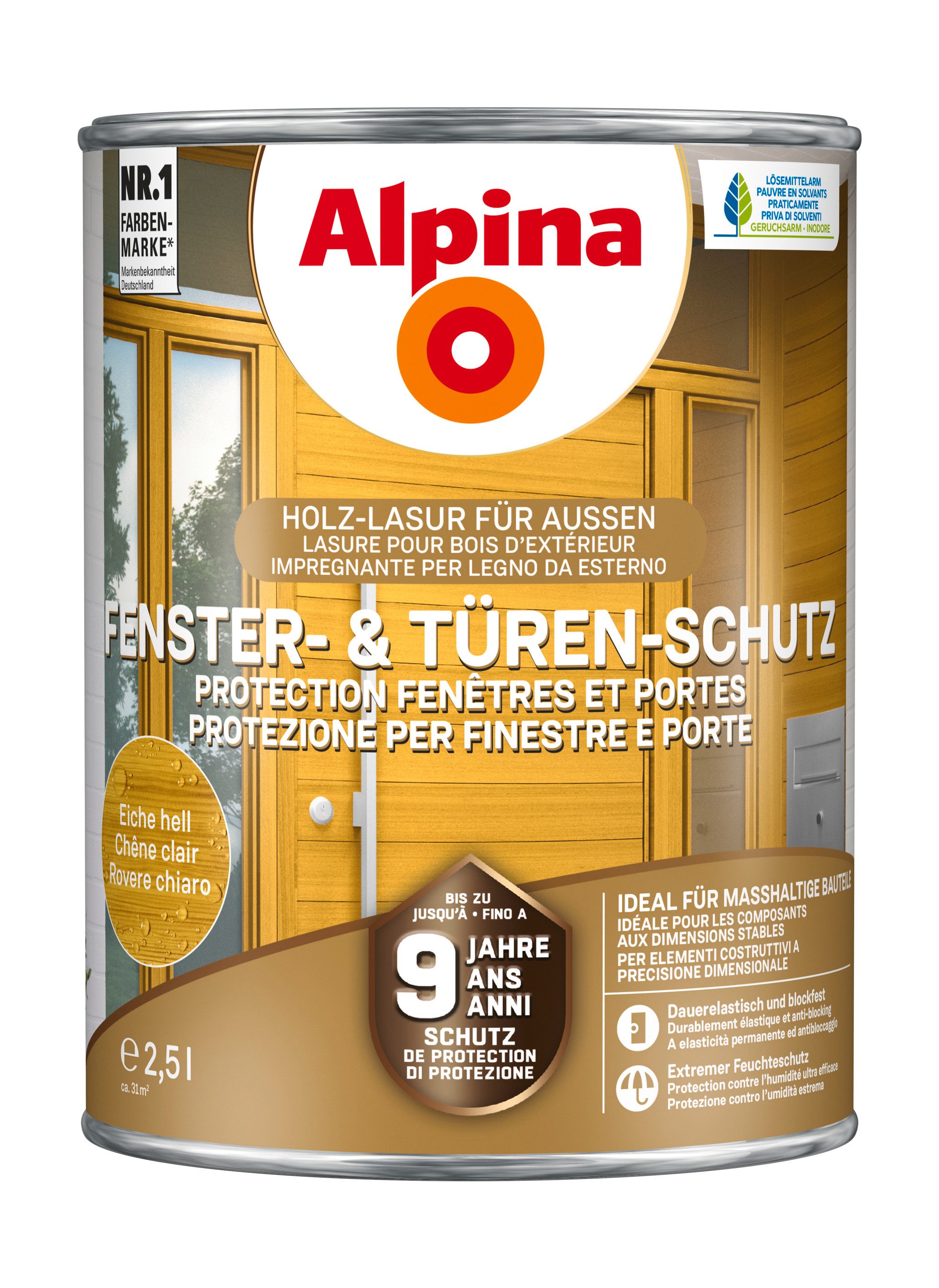 Alpina Lasur Fenster- und Türen-Schutz 2,5 Liter seidenmatt