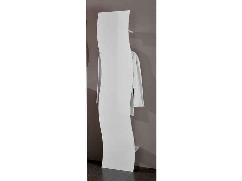 möbelando Garderobenpaneel Onda, Modernes Garderobenpaneel aus Spanplatte in weiß-Hochglanz mit 2 Ablagen und 1 Kleiderstange. Breite 40 cm, Höhe 185 cm, Tiefe 27 cm.