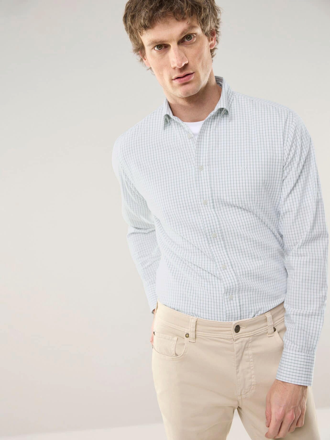 Walbusch Langarmhemd Herren Hemd aus Royal-Oxford Langarm Regular Fit Baumwolle Oxford-Hemd, feiner Royal-Oxford, Relaxkragen mit Buttondown