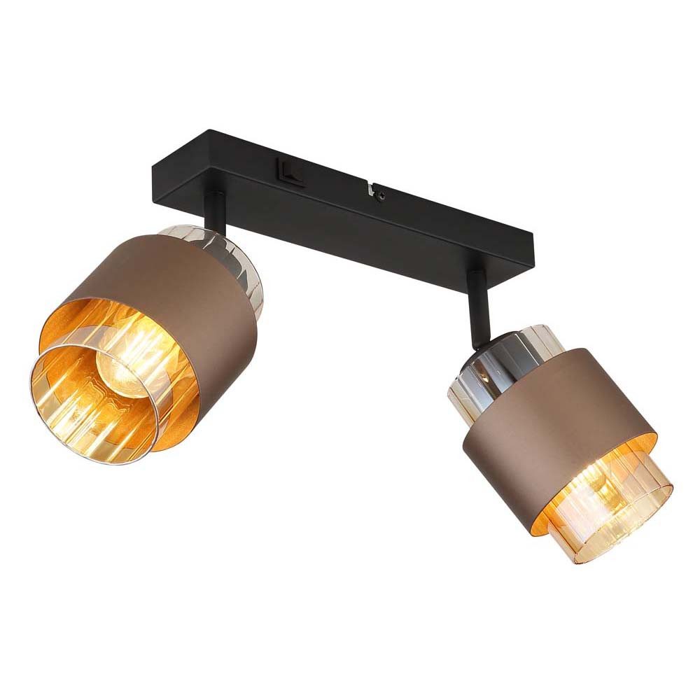 GLOBO LIGHTING Deckenspot, Leuchtmittel nicht inklusive, Deckenstrahler Metall schwarz matt Glas amber Strahler drehbar L38cm