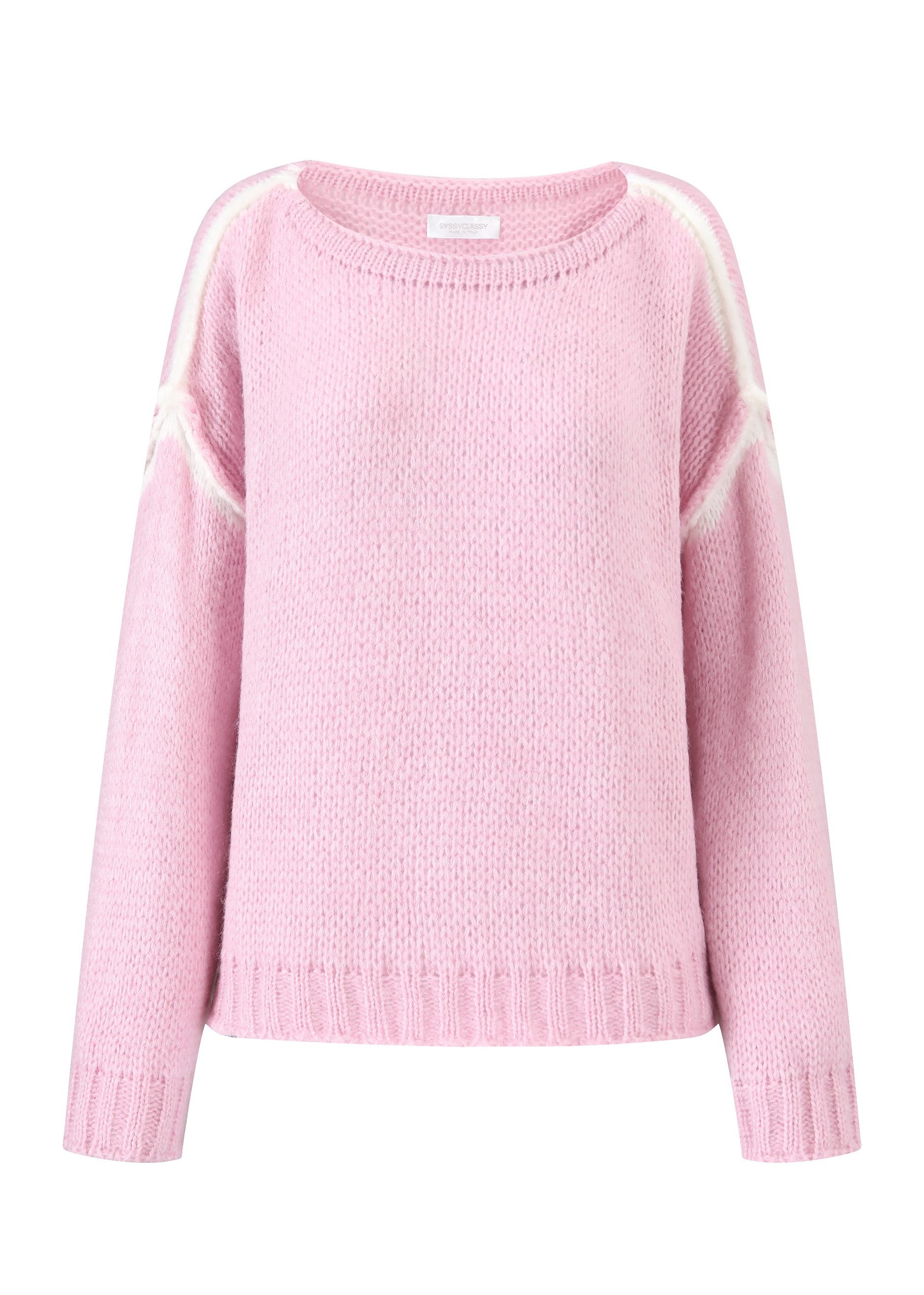 SASSYCLASSY Strickpullover Oversize Pullover Damen mit Kontrastnähten Elega günstig online kaufen