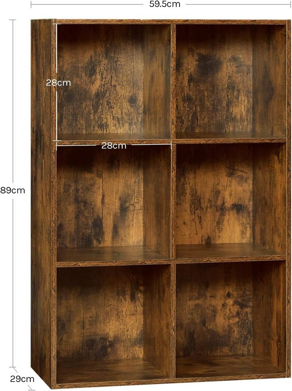 Woltu Bücherregal, 1-tlg., mit 6 Fächern, Würfelregal Standregal, 29x89x59,6 cm