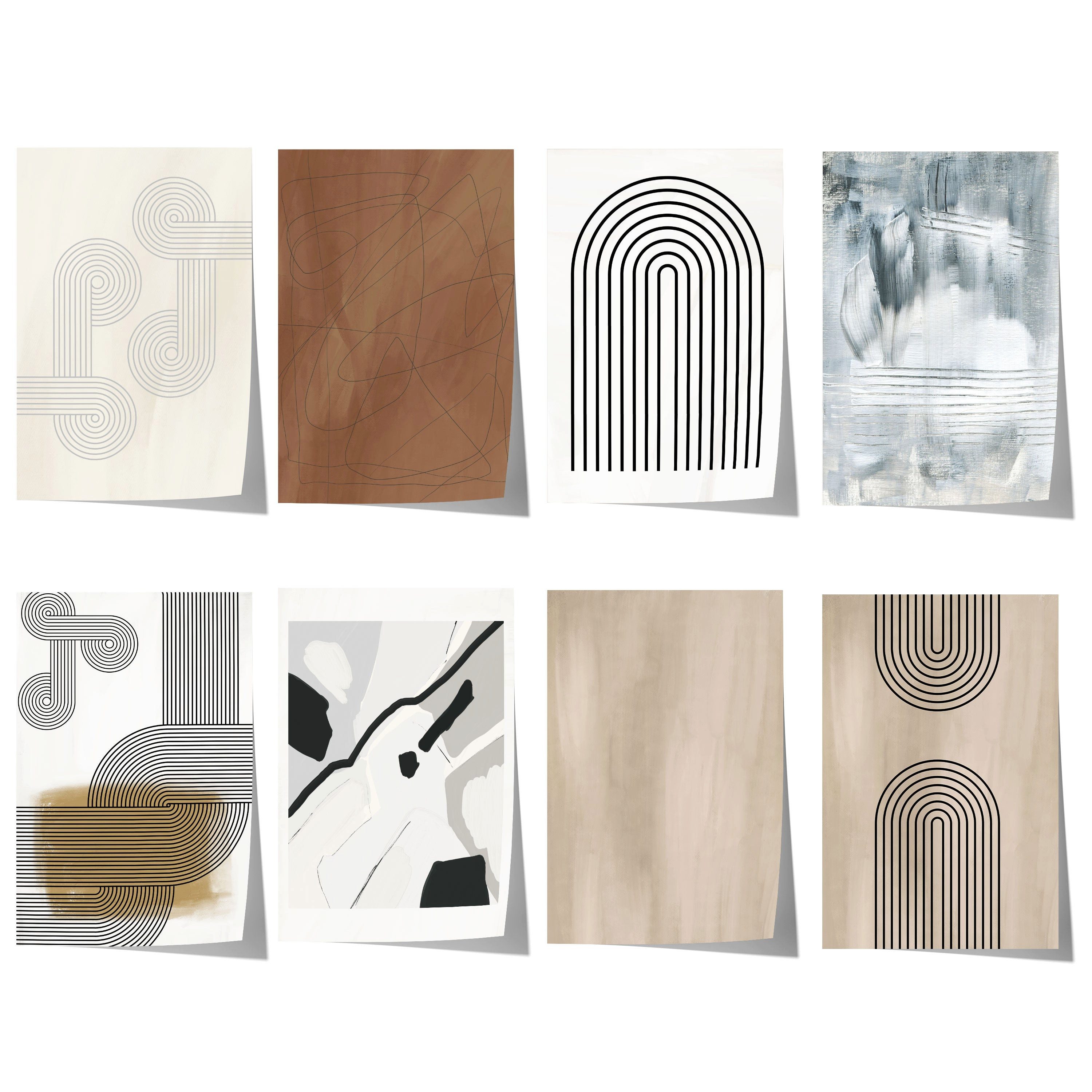 JUSTGOODMOOD Poster Abstrakte Linien Geschenkidee Minimalistische Line Art in Beige und Sc, H (1 St)