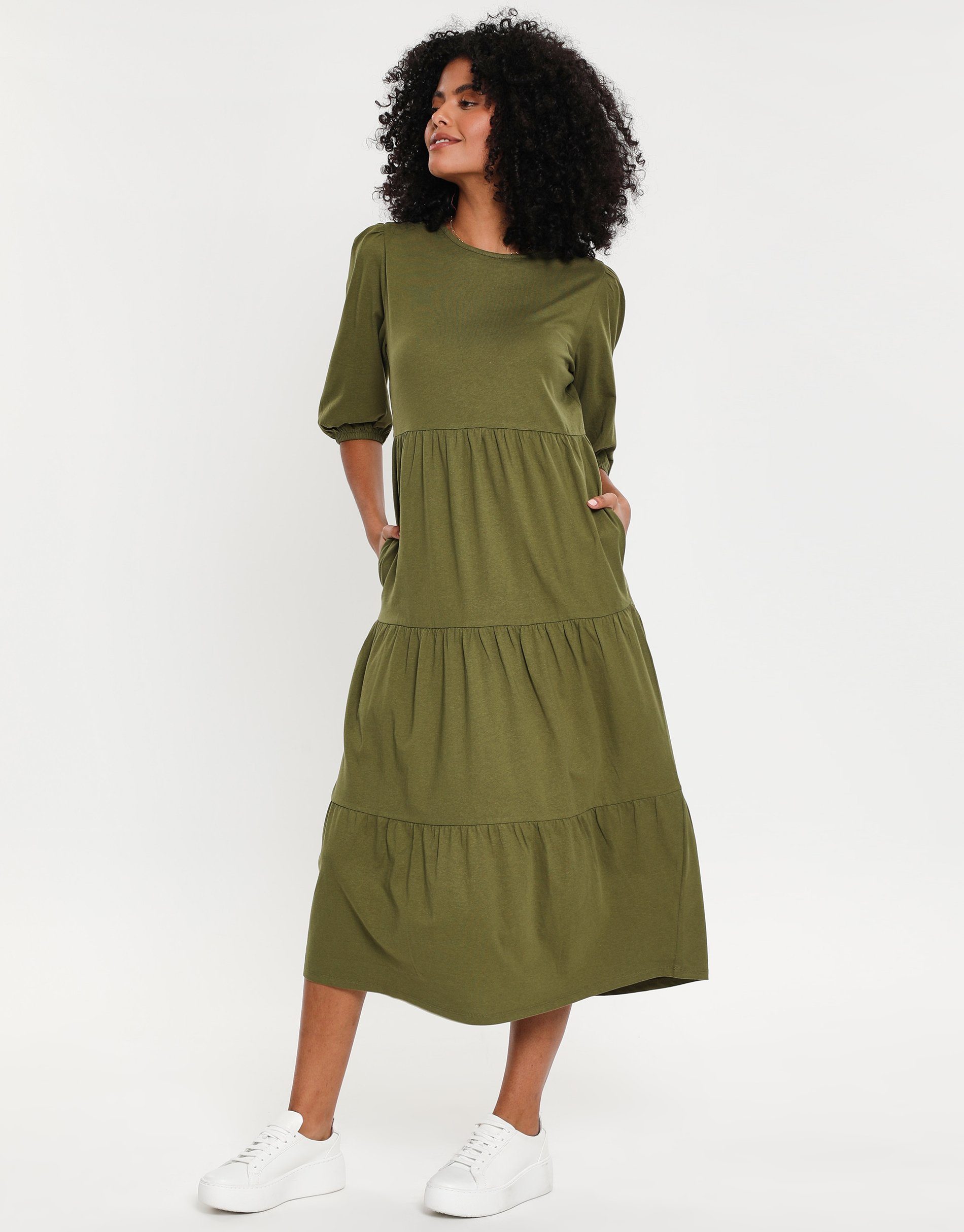 Threadbare Sommerkleid THB Finn Midi Tiered Dress Olive