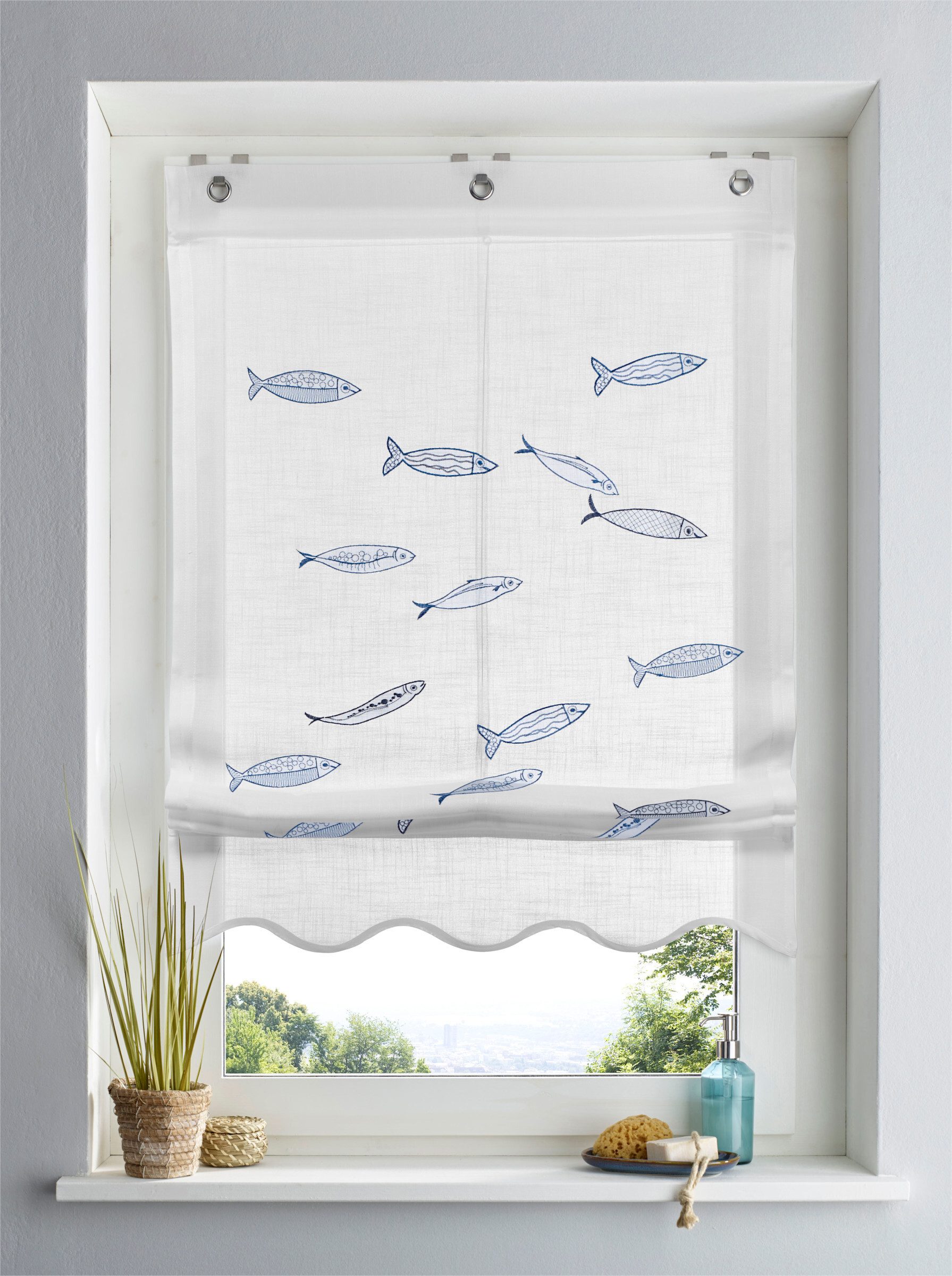 Rollo Raffrollo, heine, blickdicht, Ösen mit Fensterhaken