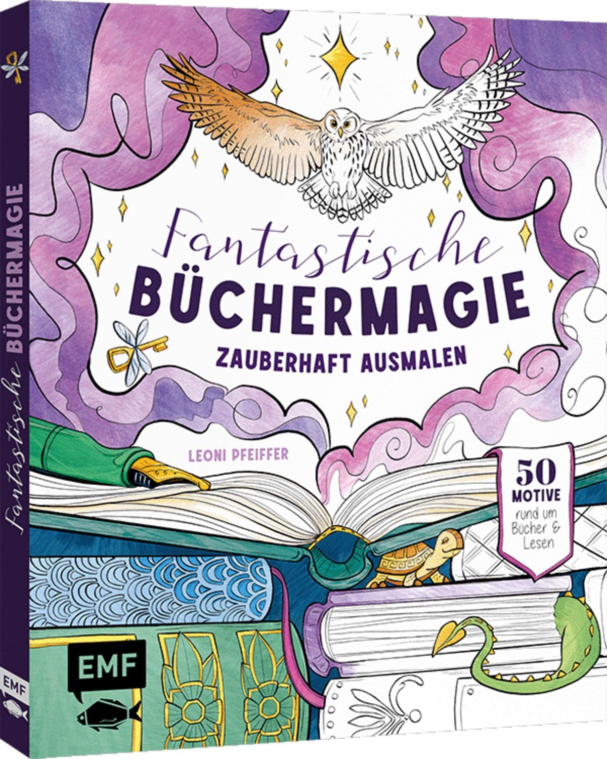 Fantastische Büchermagie – Zauberhafte Lesewelten zum Ausmalen / Leoni Pfeiffer, 50 Ausmalmotive rund um Bücher und Lesen: Mit Tipps zu Farbenlehre und Maltechniken