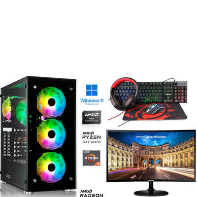 Memory PC Windows 11 Pro Gaming-PC-Komplettsystem (24,00", AMD Ryzen 3 3200G, 16 GB RAM, 500 GB SSD, Windows 11 Pro, 24' Monitor Samsung C24F390FHR, Gaming Set)