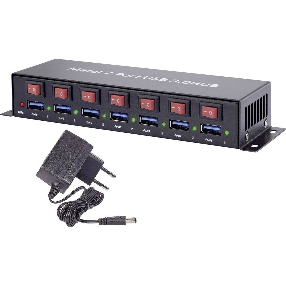 USB-Verteiler Renkforce RF-3269622 7 Port USB 3.2 Gen 1-Hub (USB 3.0) Metallgehäuse