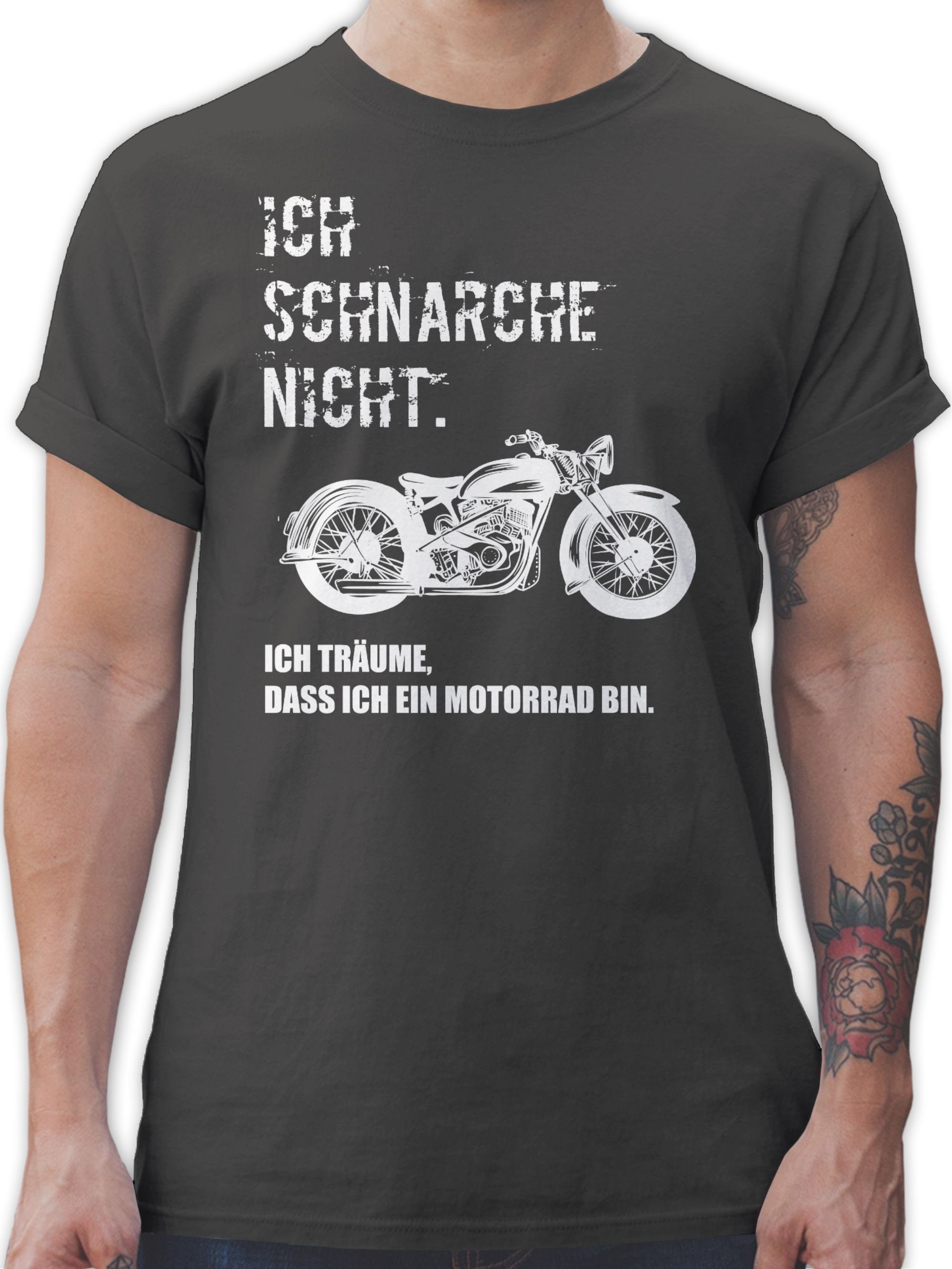 Shirtracer T-Shirt Ich schnarche nicht. ich träume dass ich ein Motorrad bin Vintage Sprüche Statement 2 Dunkelgrau